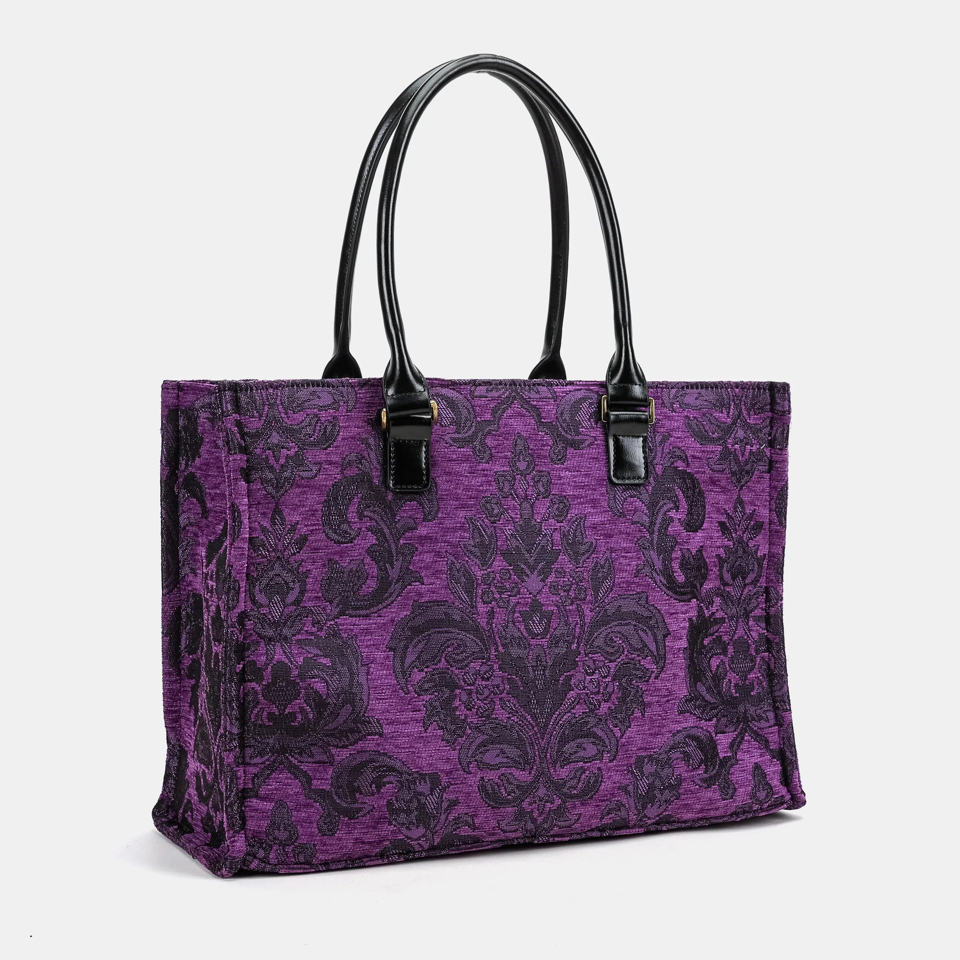 Victorian Blossom Purple Laptop Work Tote Carpetbag of America front side