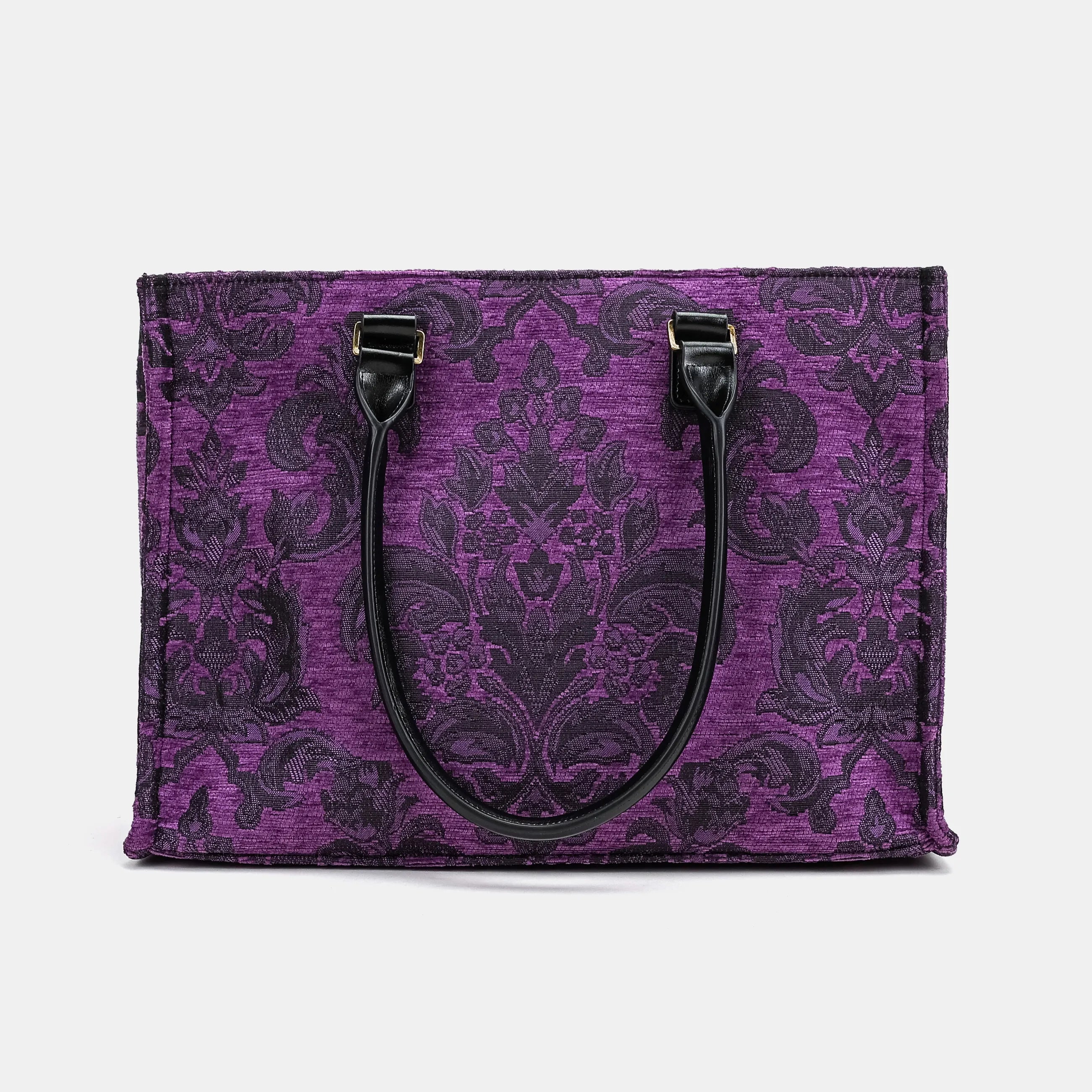 Victorian Blossom Purple Laptop Work Tote Carpetbag of America with straps