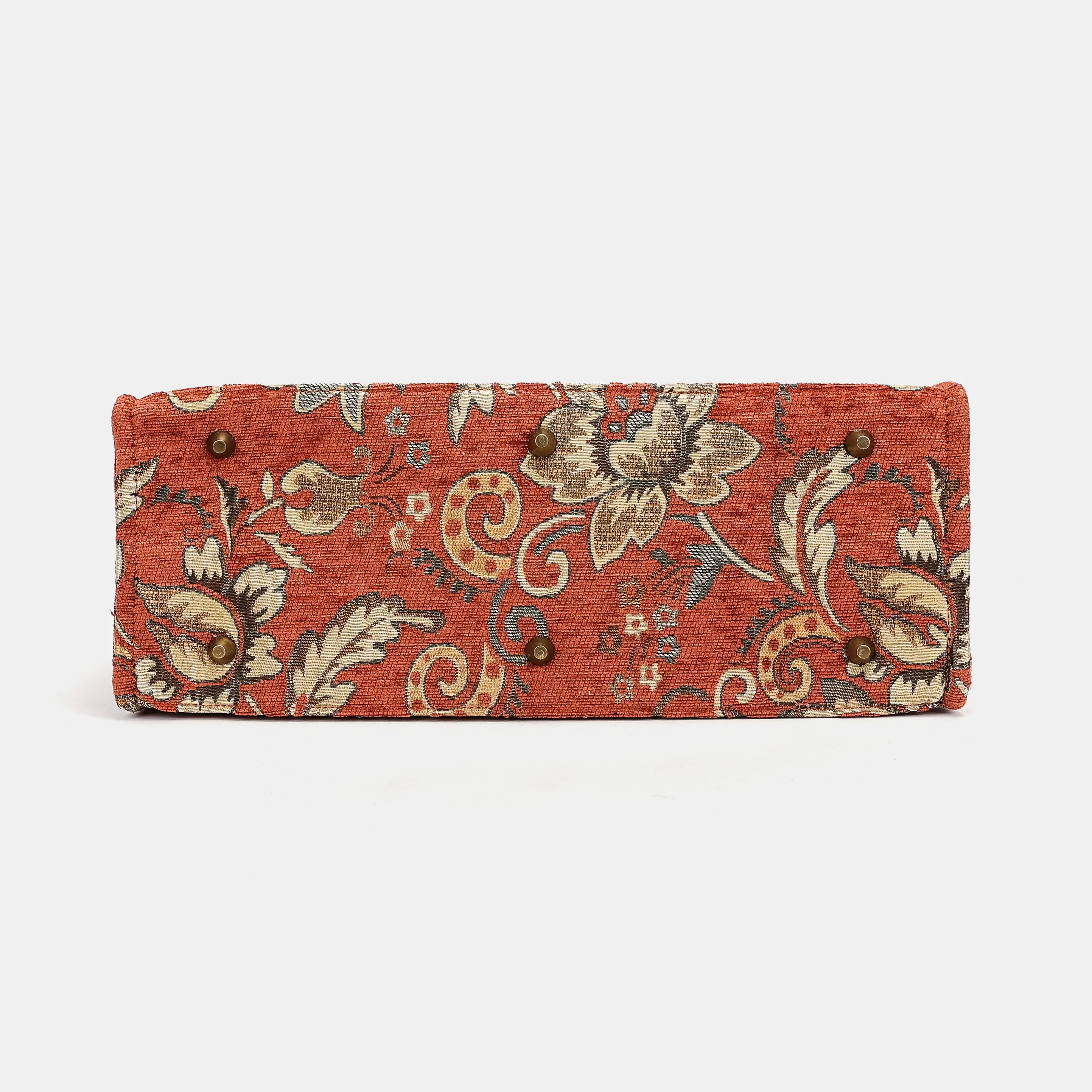 Floral Paisley Orange Laptop Work Tote of America bottom