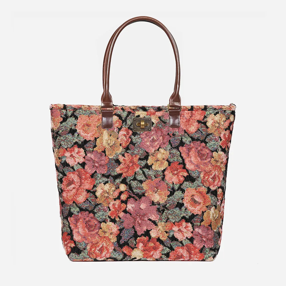 Floral Rose Carpet Tote Shopper
