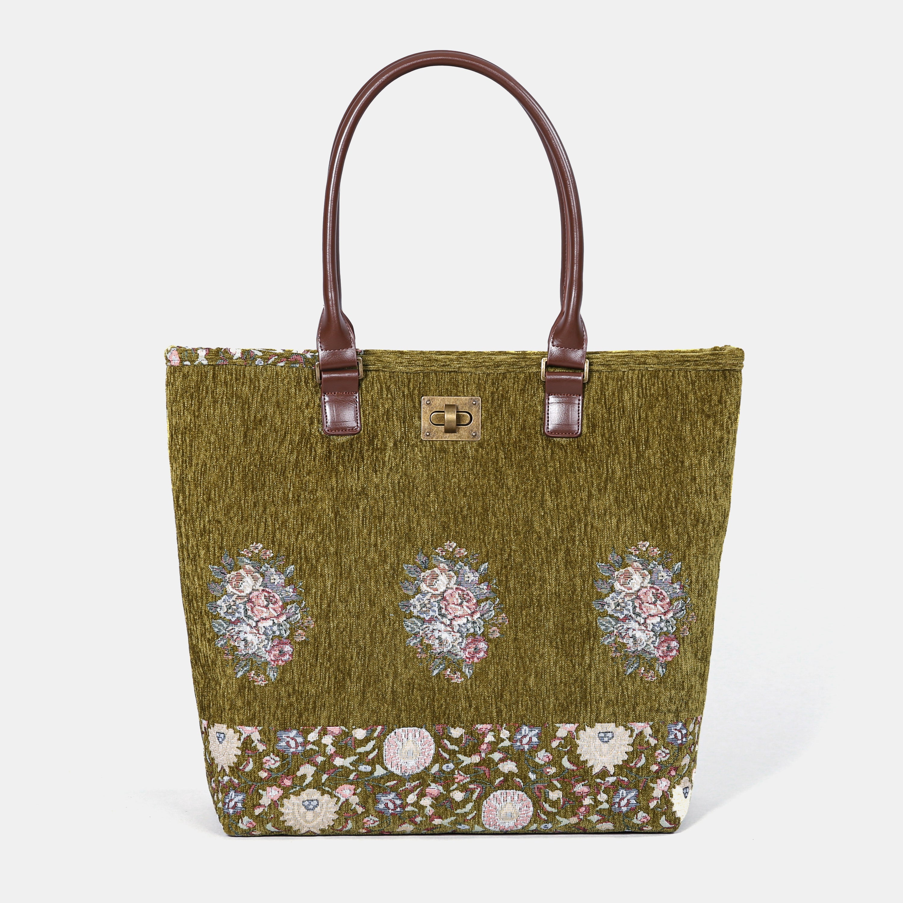 Climbing Rose Pattern Carpet Tote Shopper carpet bag MCW Handmade