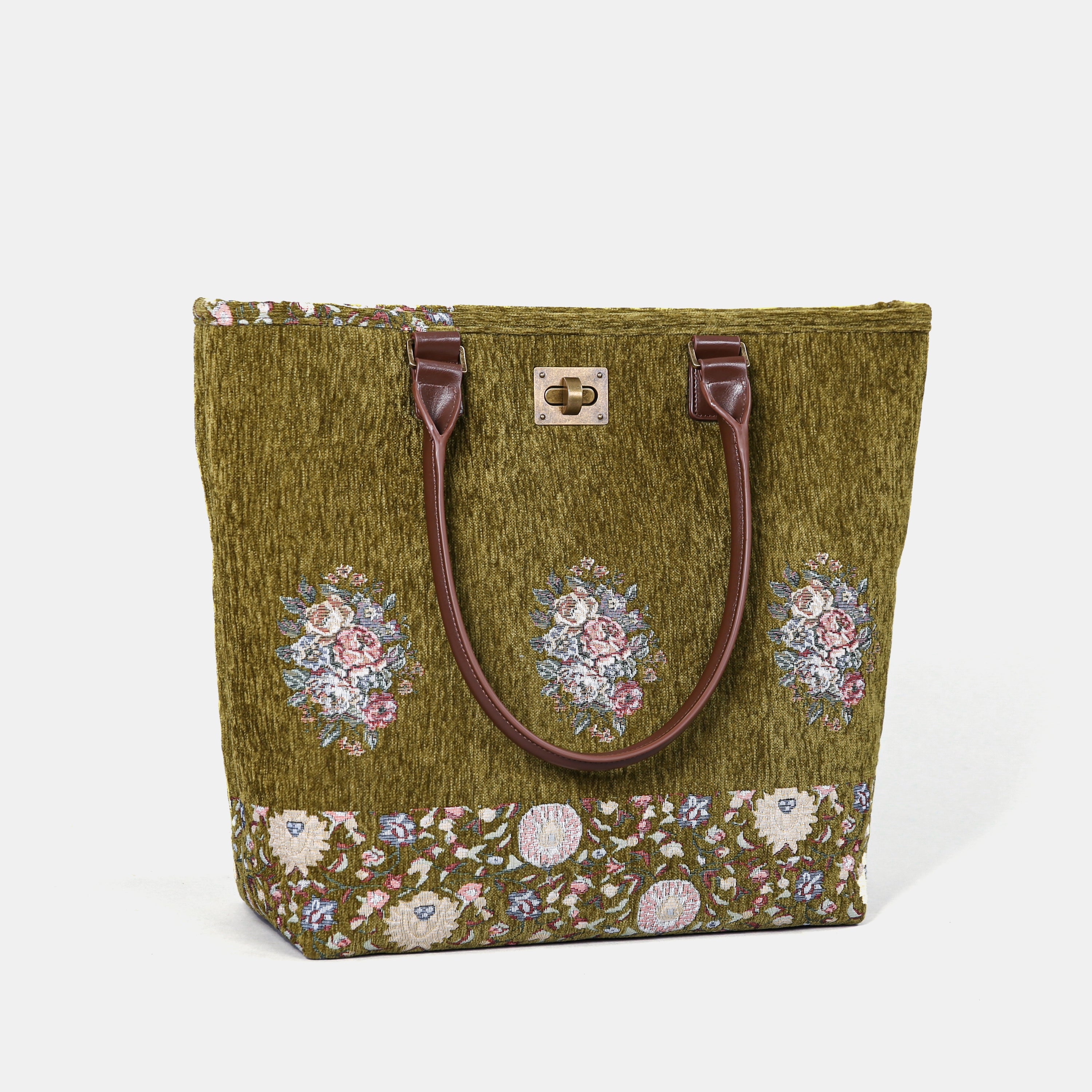 Climbing Rose Pattern Carpet Tote Shopper carpet bag MCW Handmade-4