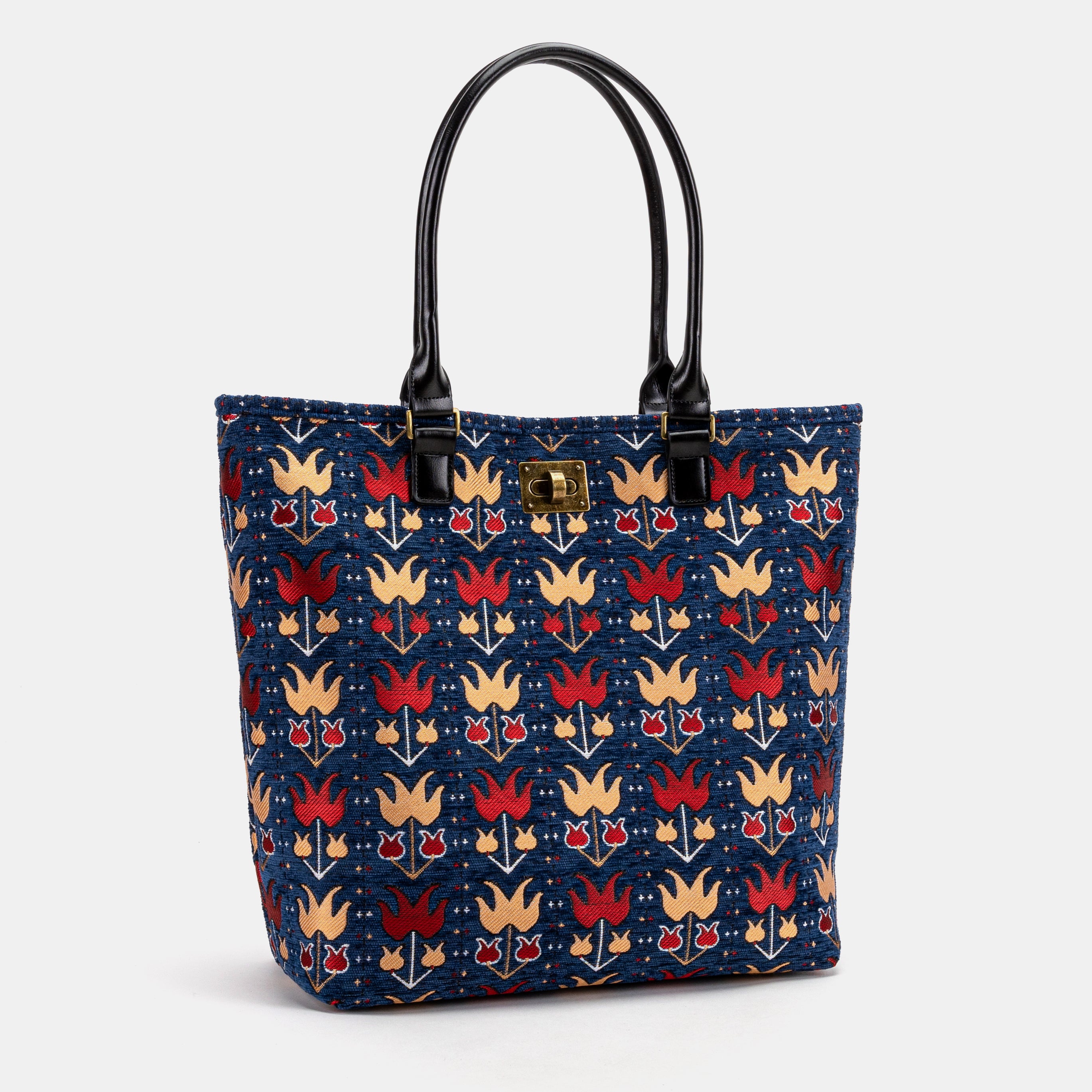 Poppy Bloom Carpet Tote Shopper Carpetbag of America side view