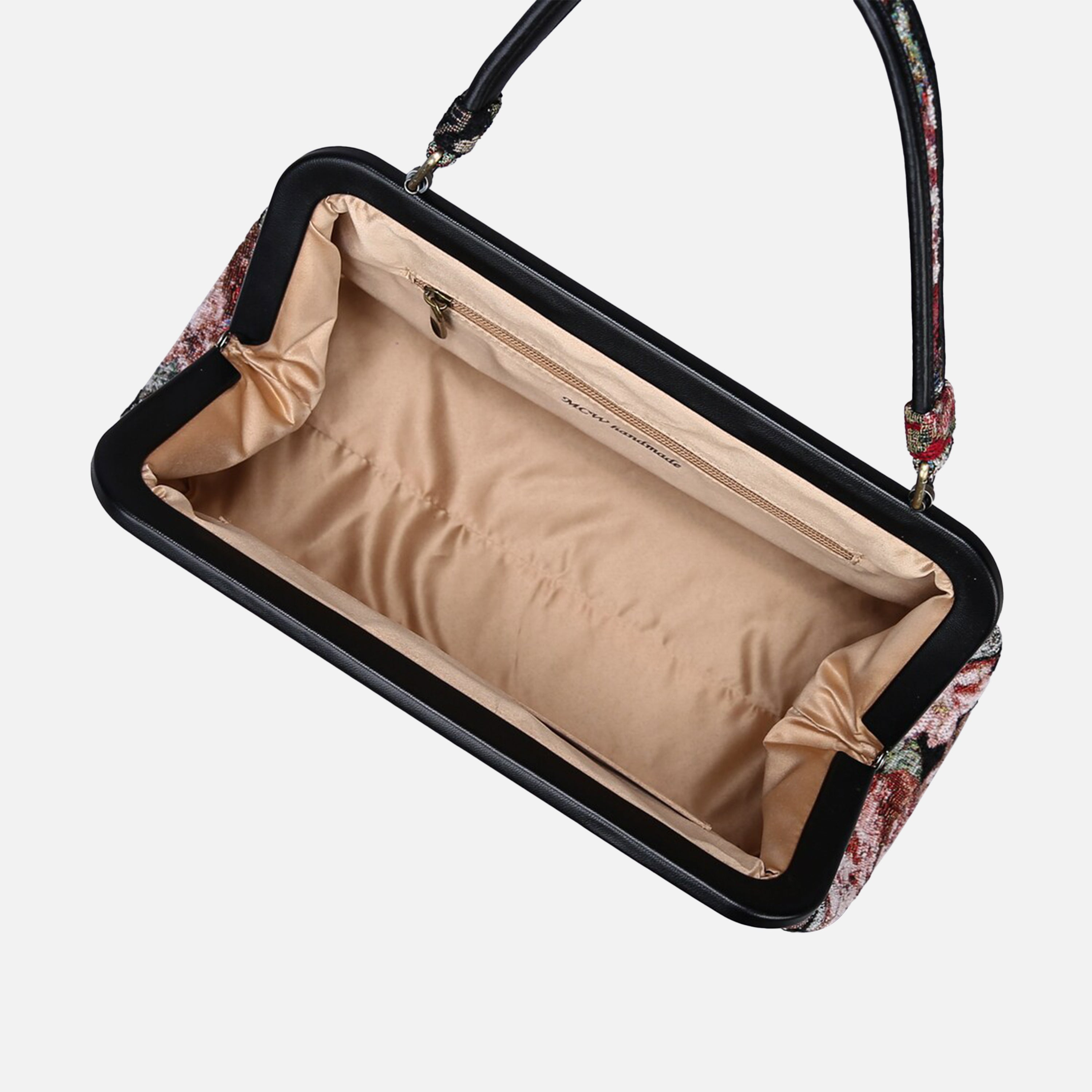 Floral Rose Top Handle Purse carpet bag MCW Handmade-4