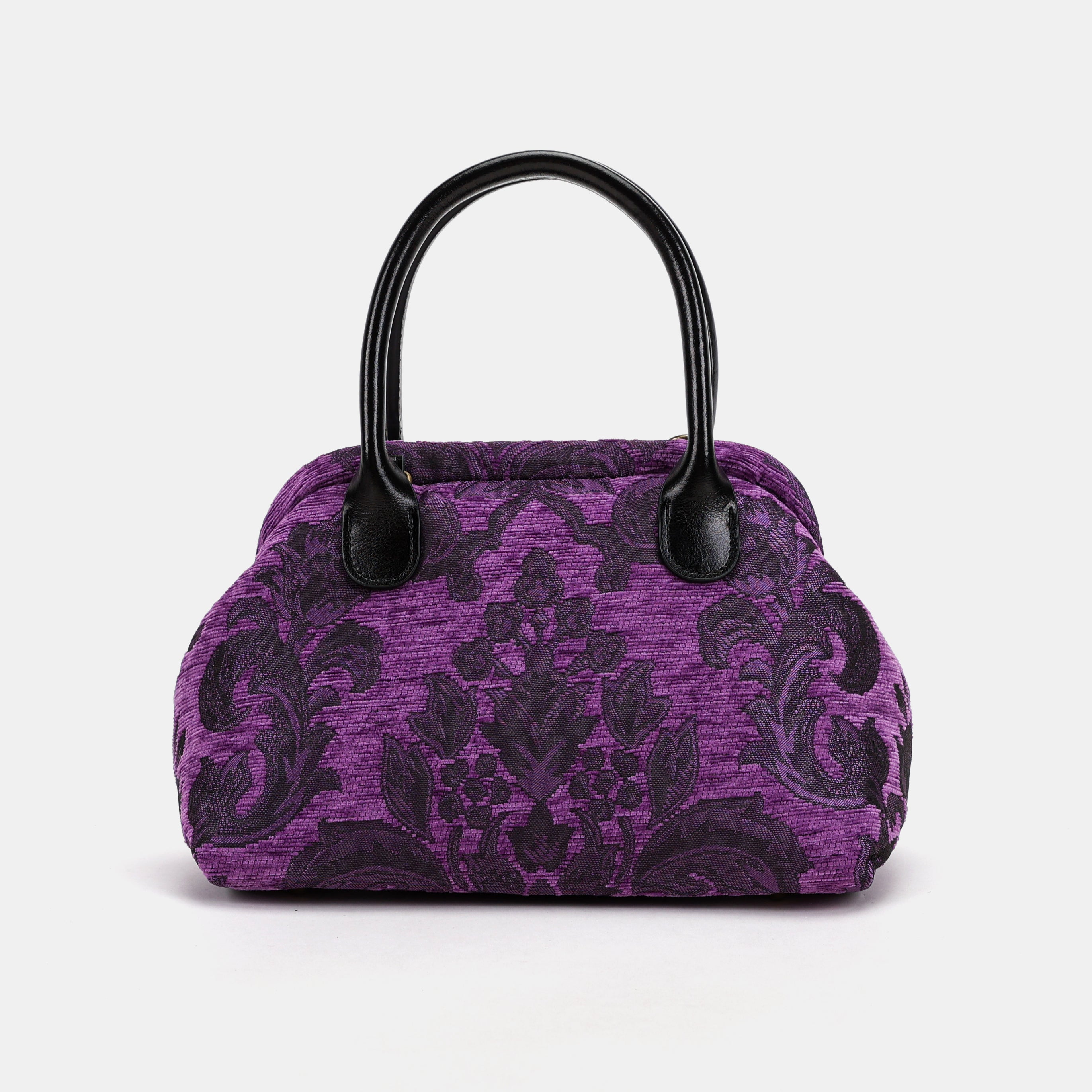 Victorian Blossom Purple Carpet Satchel Carpetbag of America back