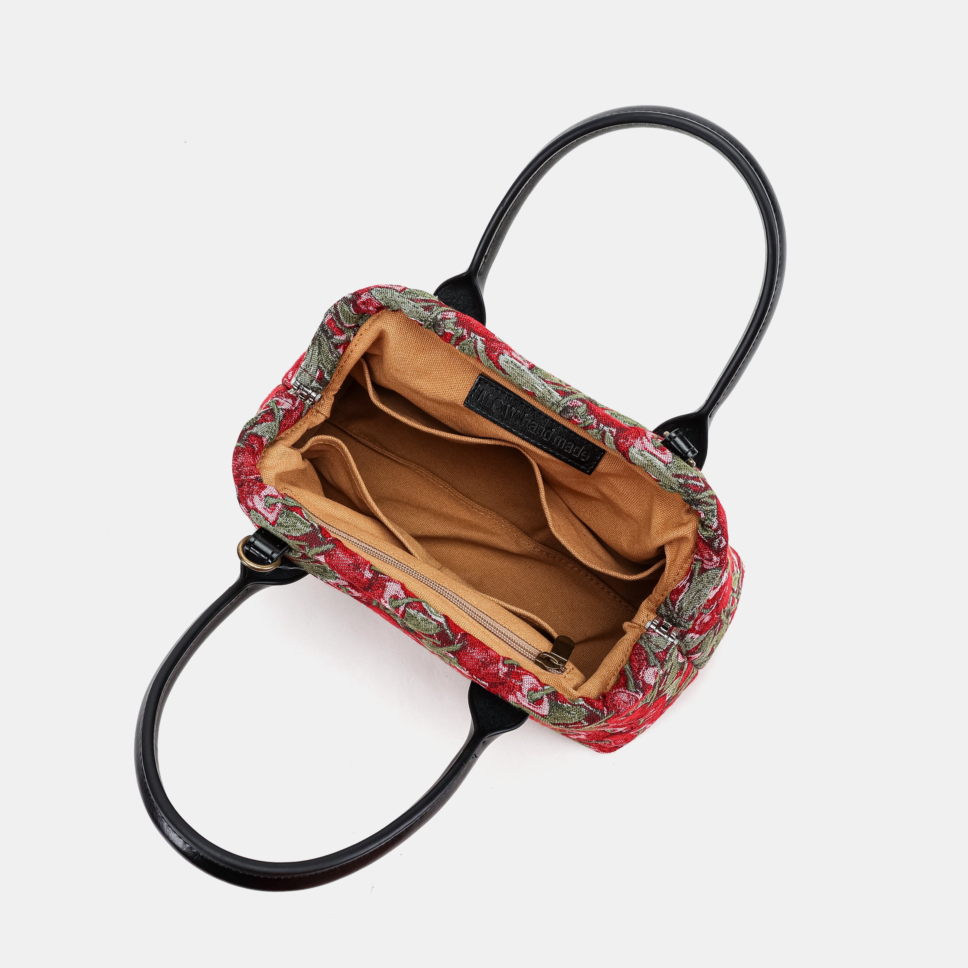 Cherry Cascade Carpet Satchel Carpetbag of America inside