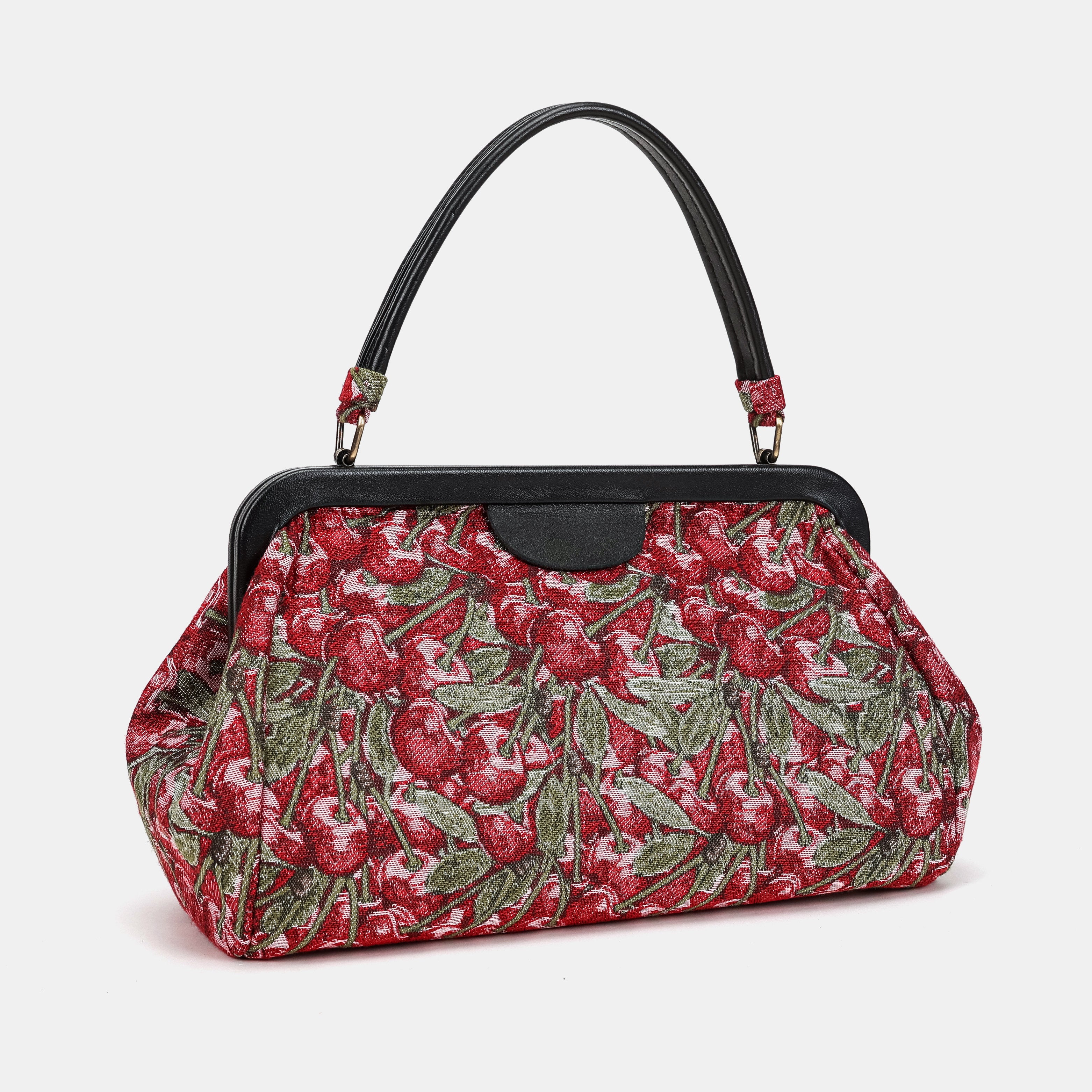 Cherry Cacade Top Handle Purse Carpetbag of America front