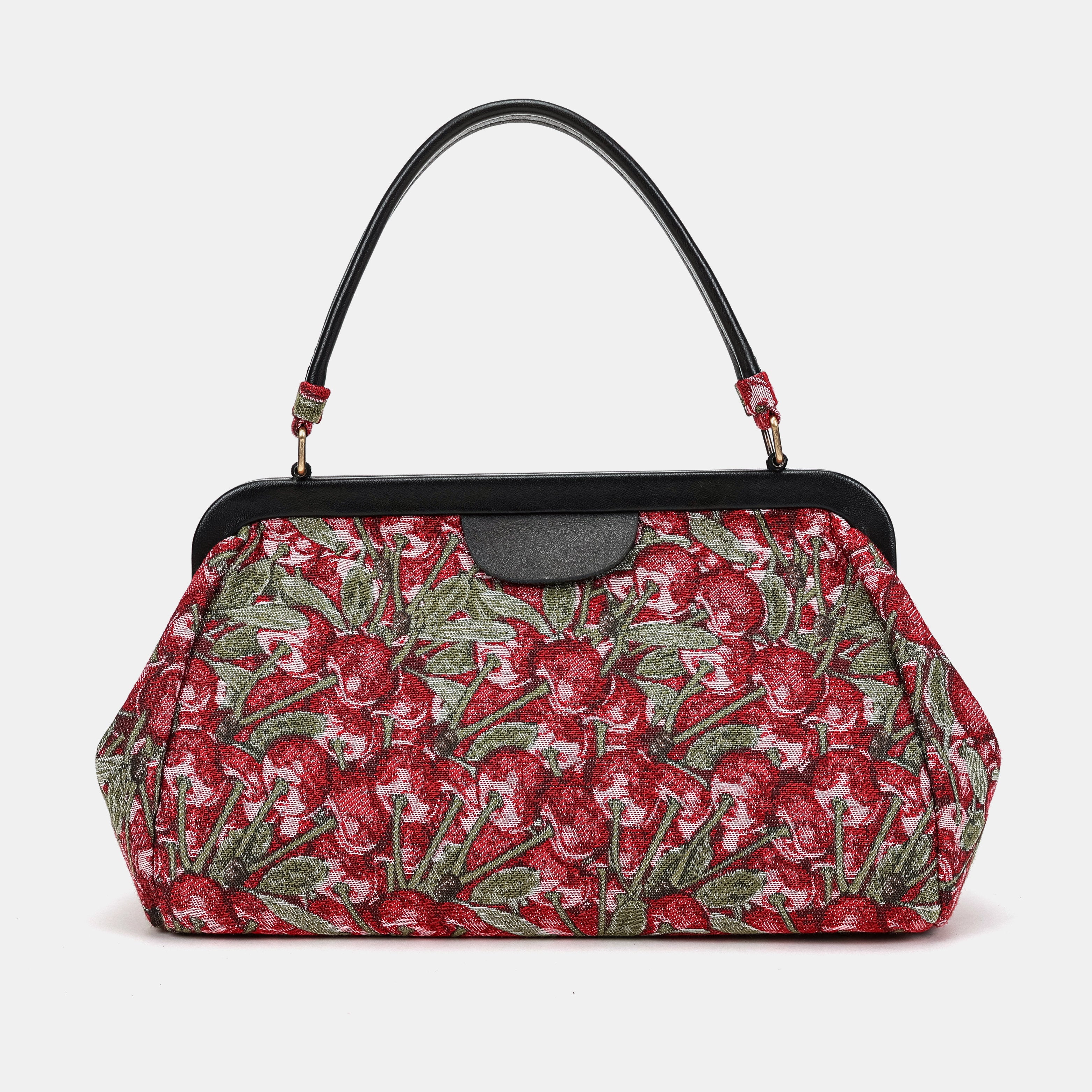 Cherry Cacade Top Handle Purse Carpetbag of America back