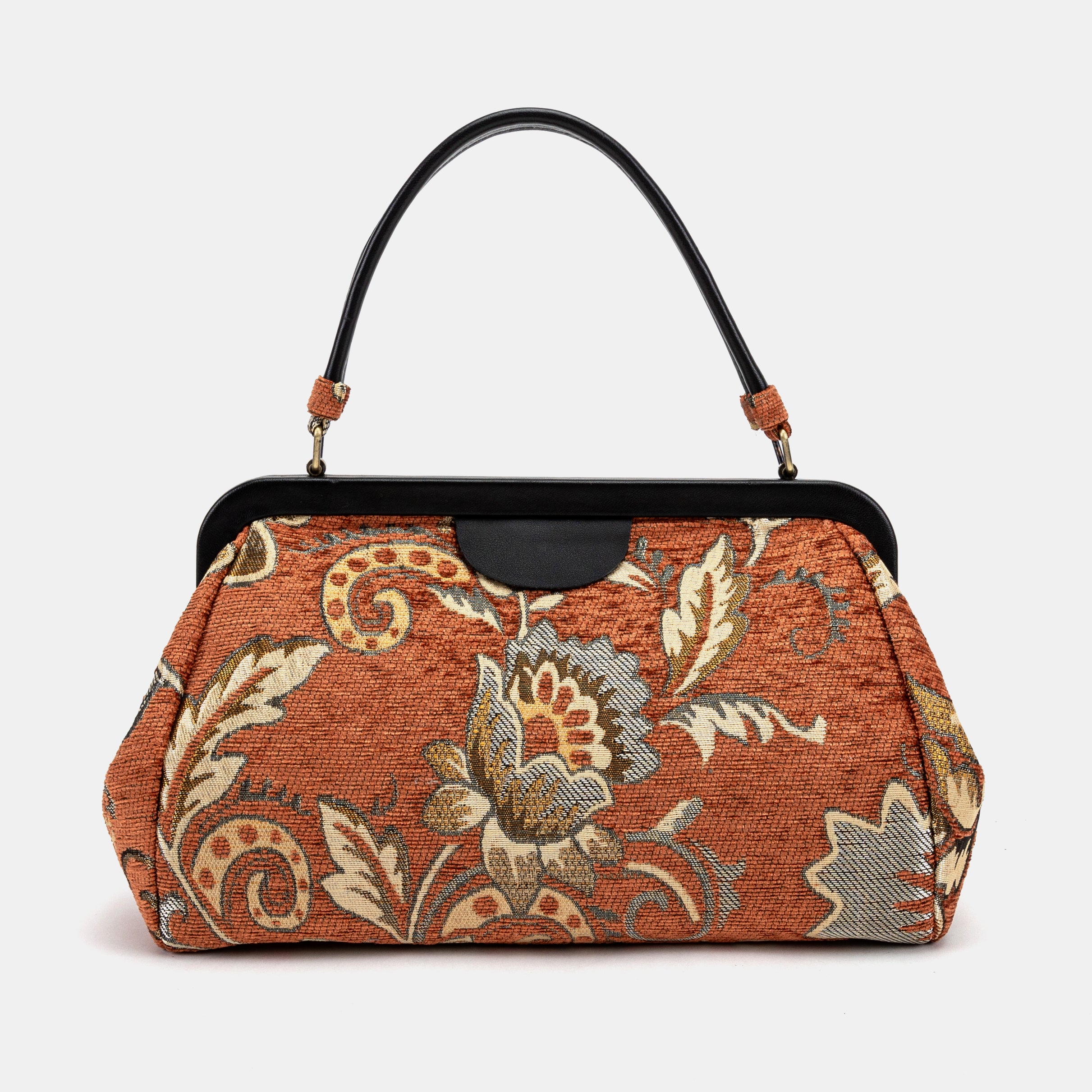 Floral Paisley Orange Top Handle Purse of America main