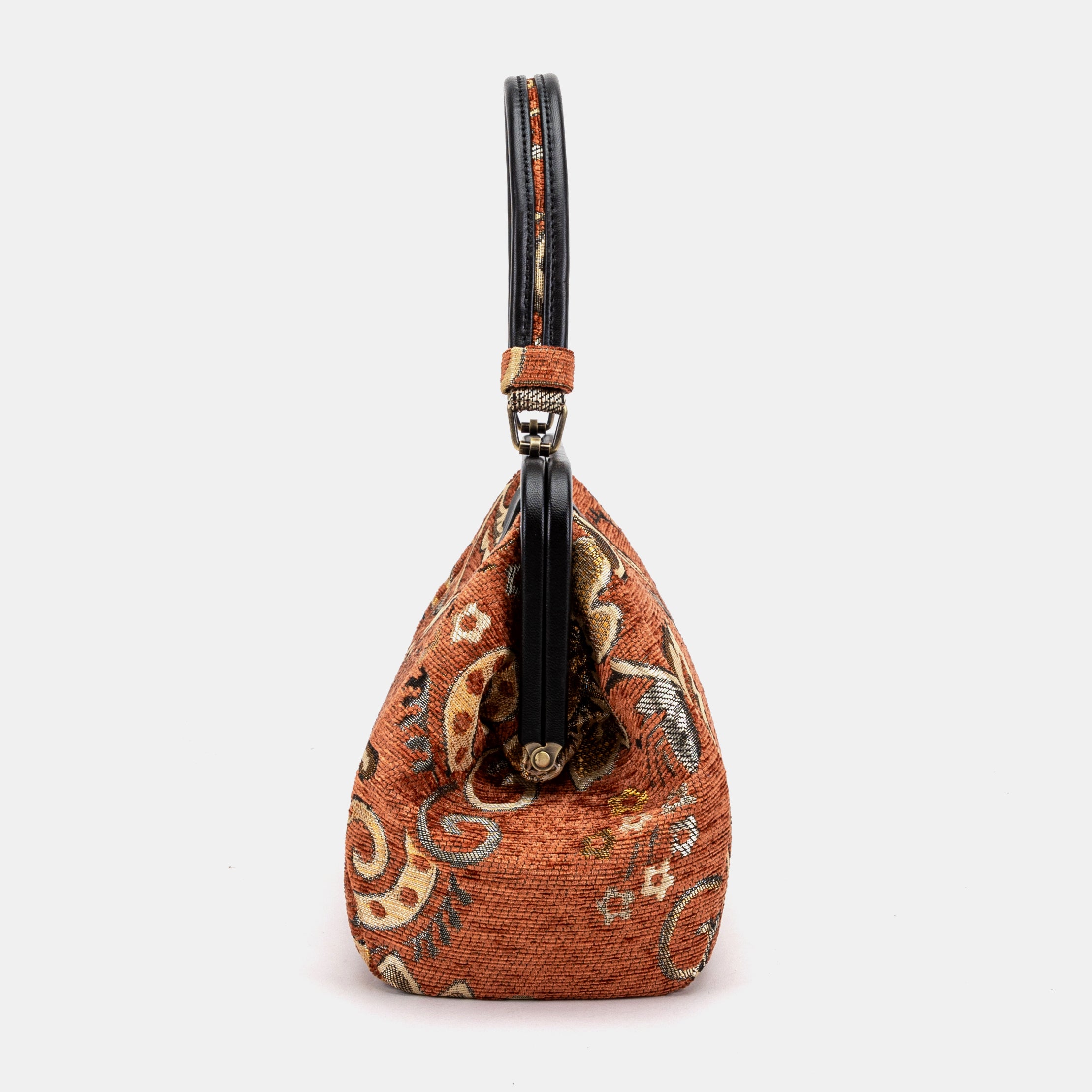 Floral Paisley Orange Top Handle Purse of America side