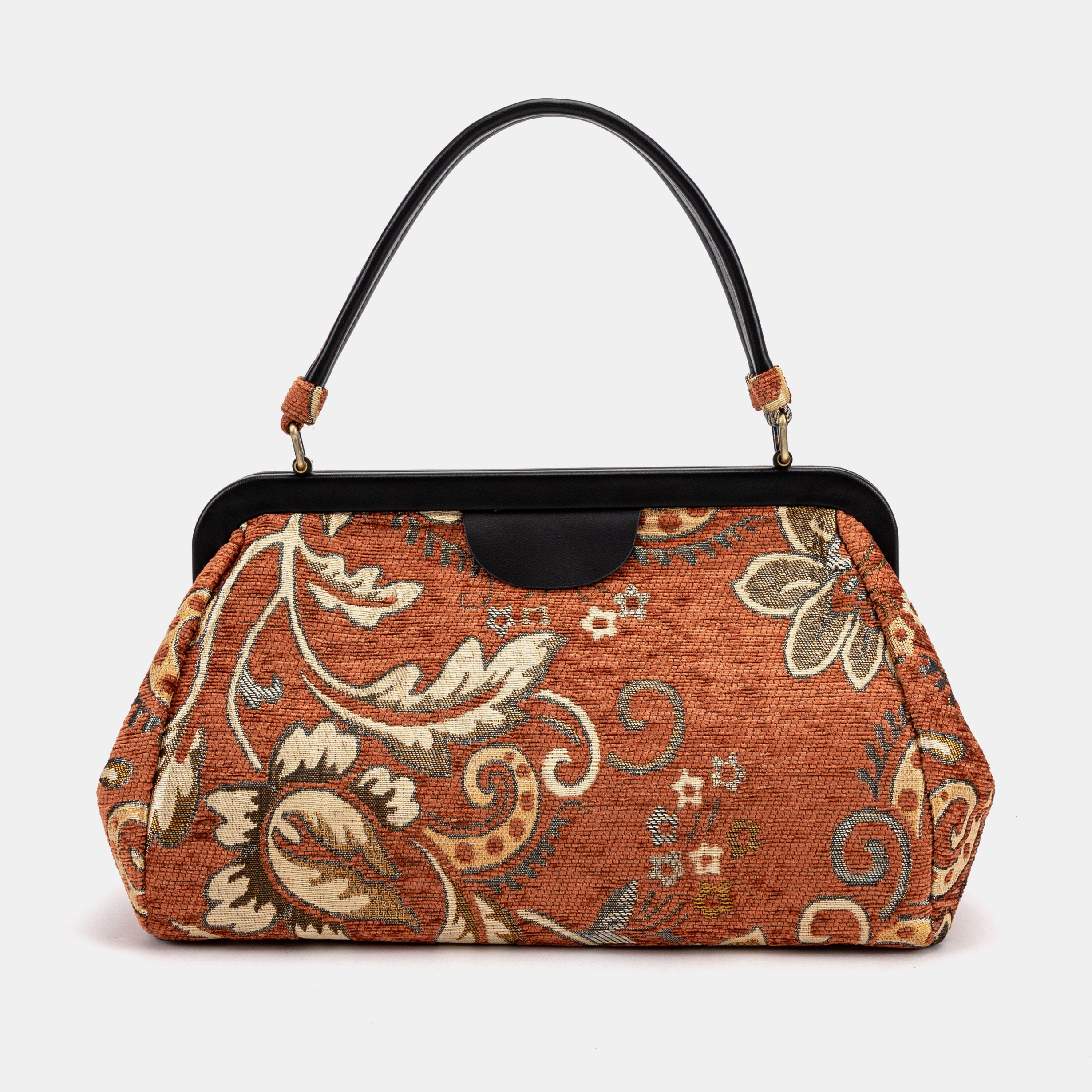 Floral Paisley Orange Top Handle Purse of America back