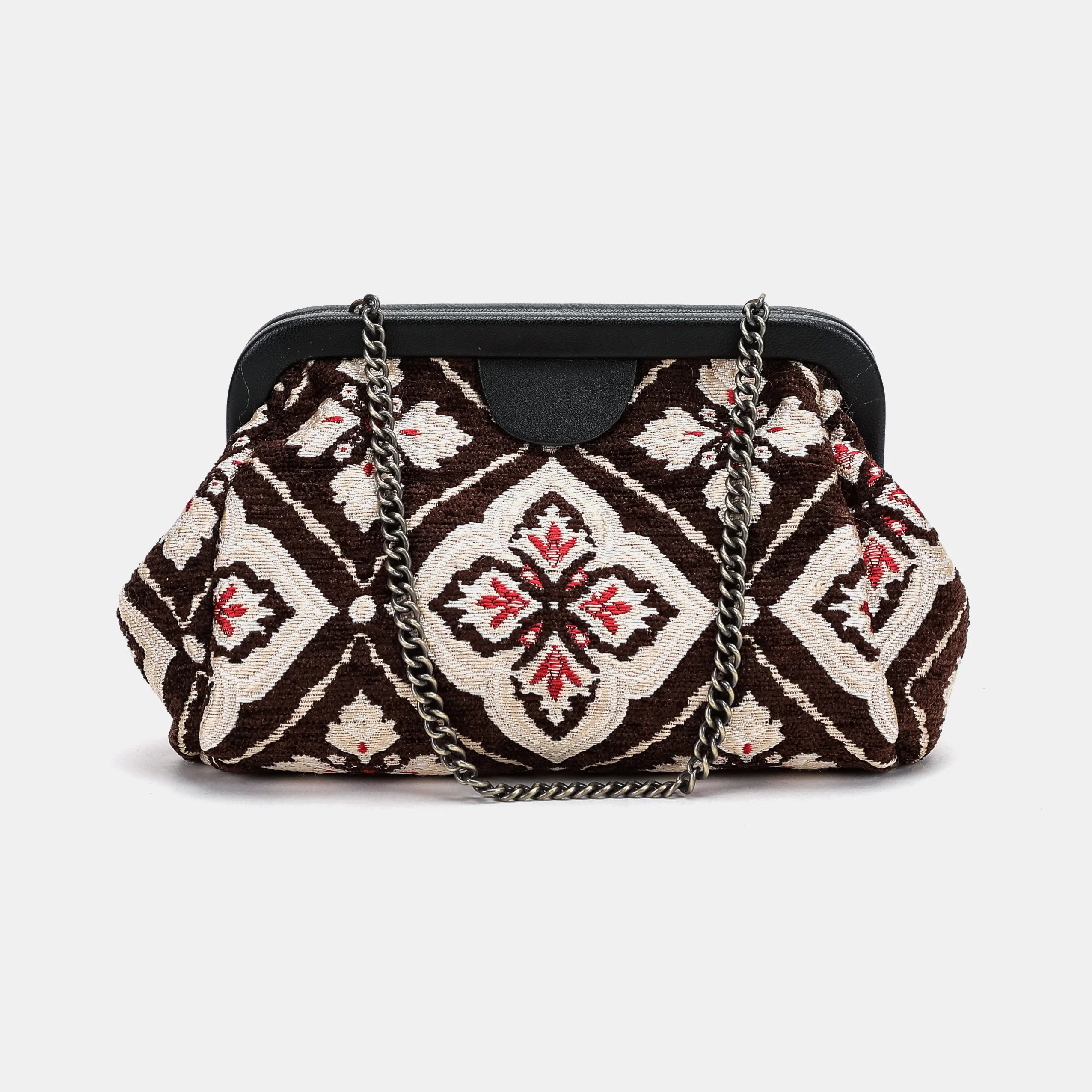 Ethnic Brown Evening Bag Clutch Carpetbag of America main