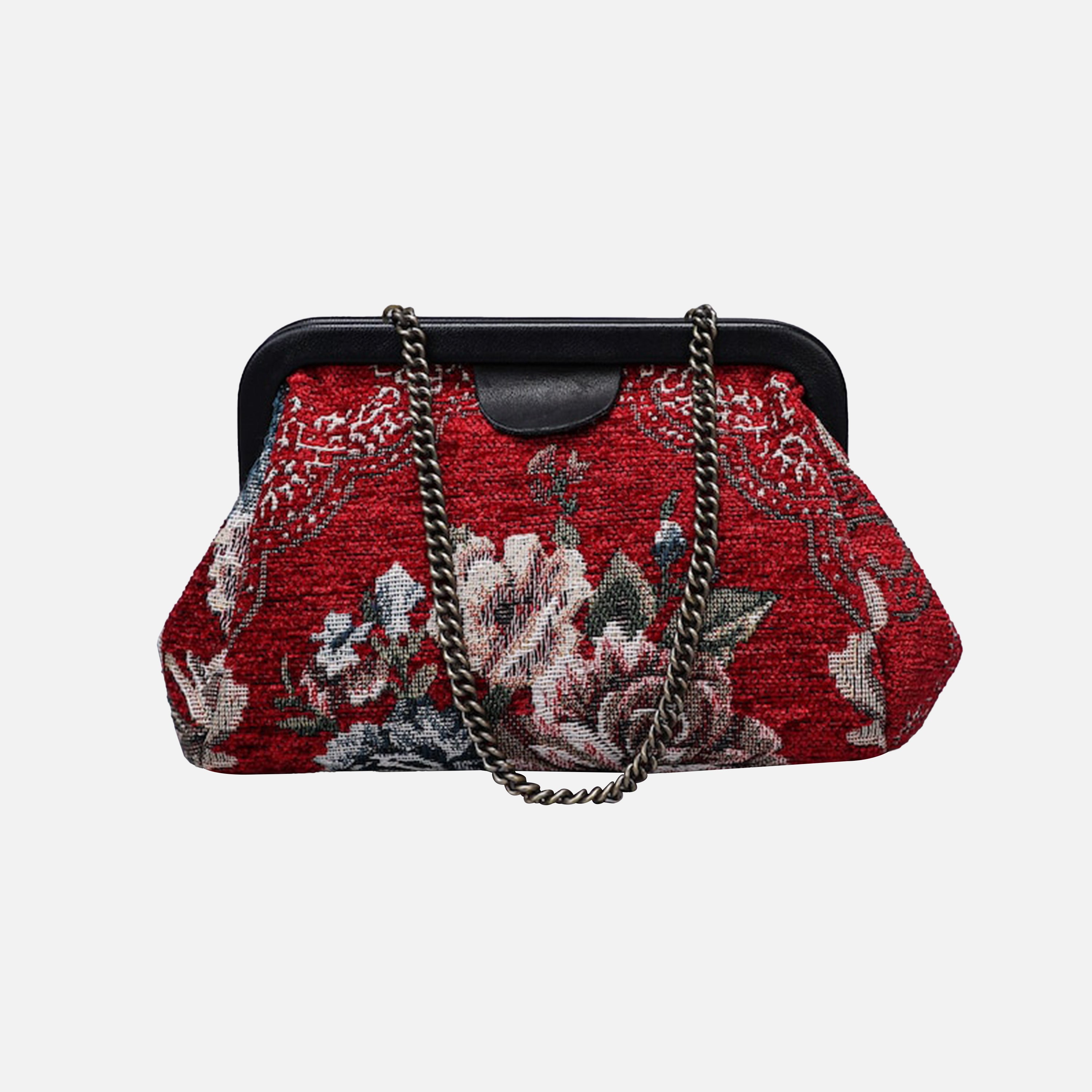 Floral Red Evening Bag Clutch carpet bag MCW Handmade