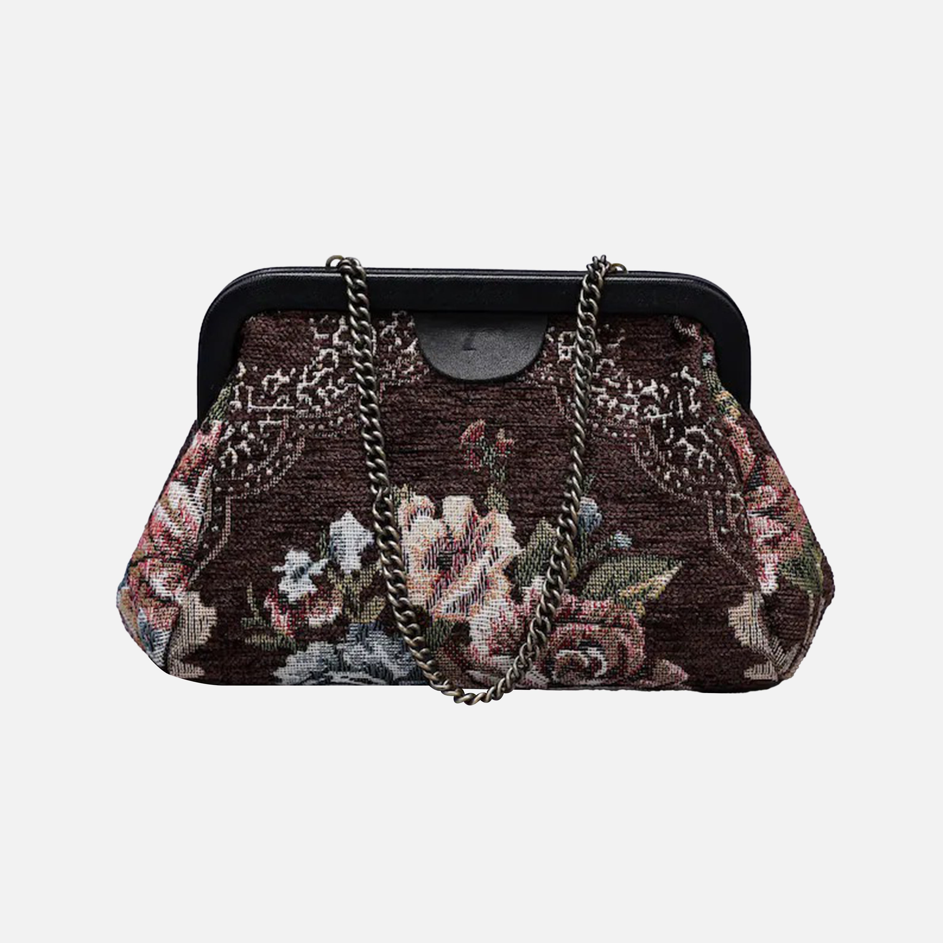 Floral Brown Evening Bag Clutch carpet bag MCW Handmade