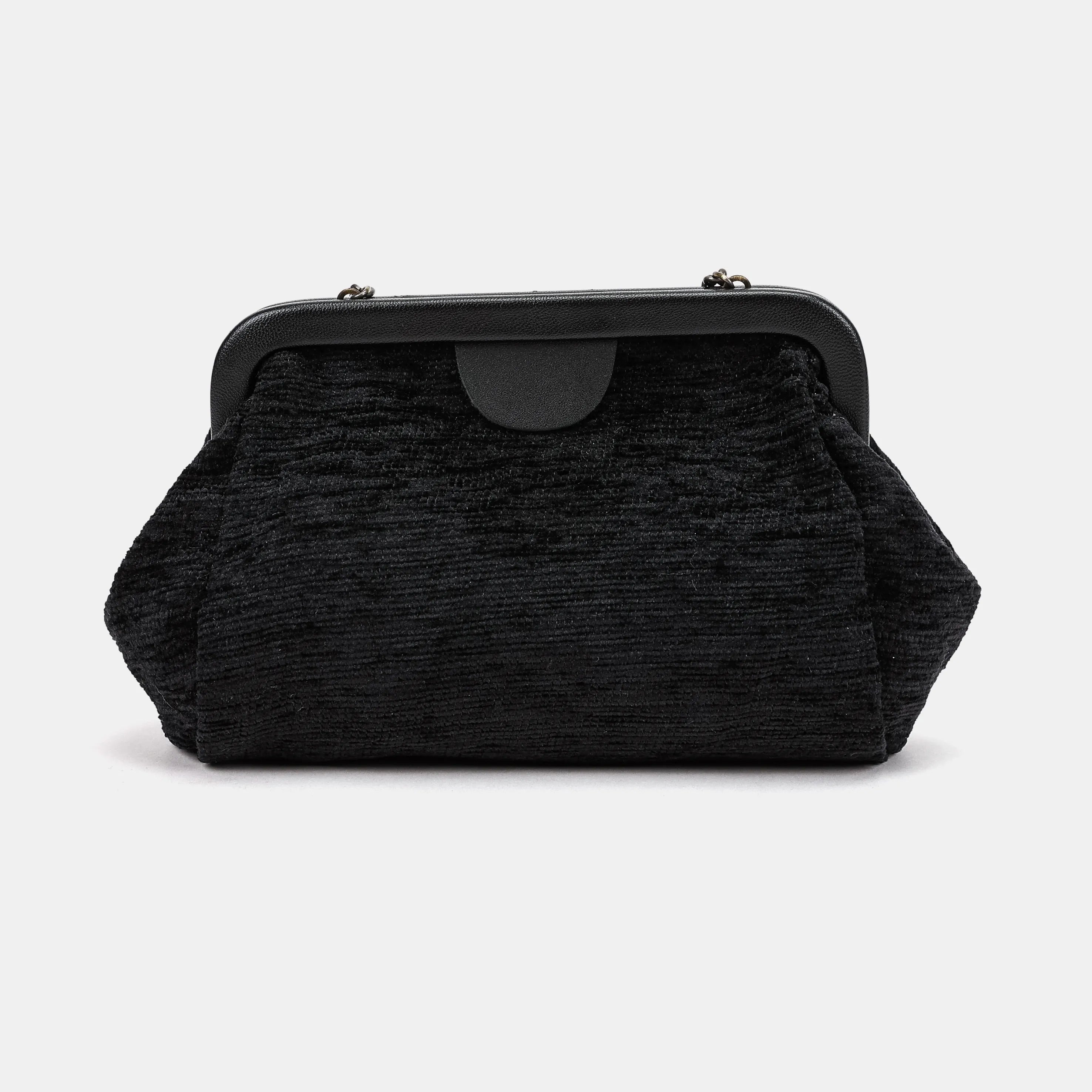Solid Black Evening Bag Clutch Carpetbag of America back