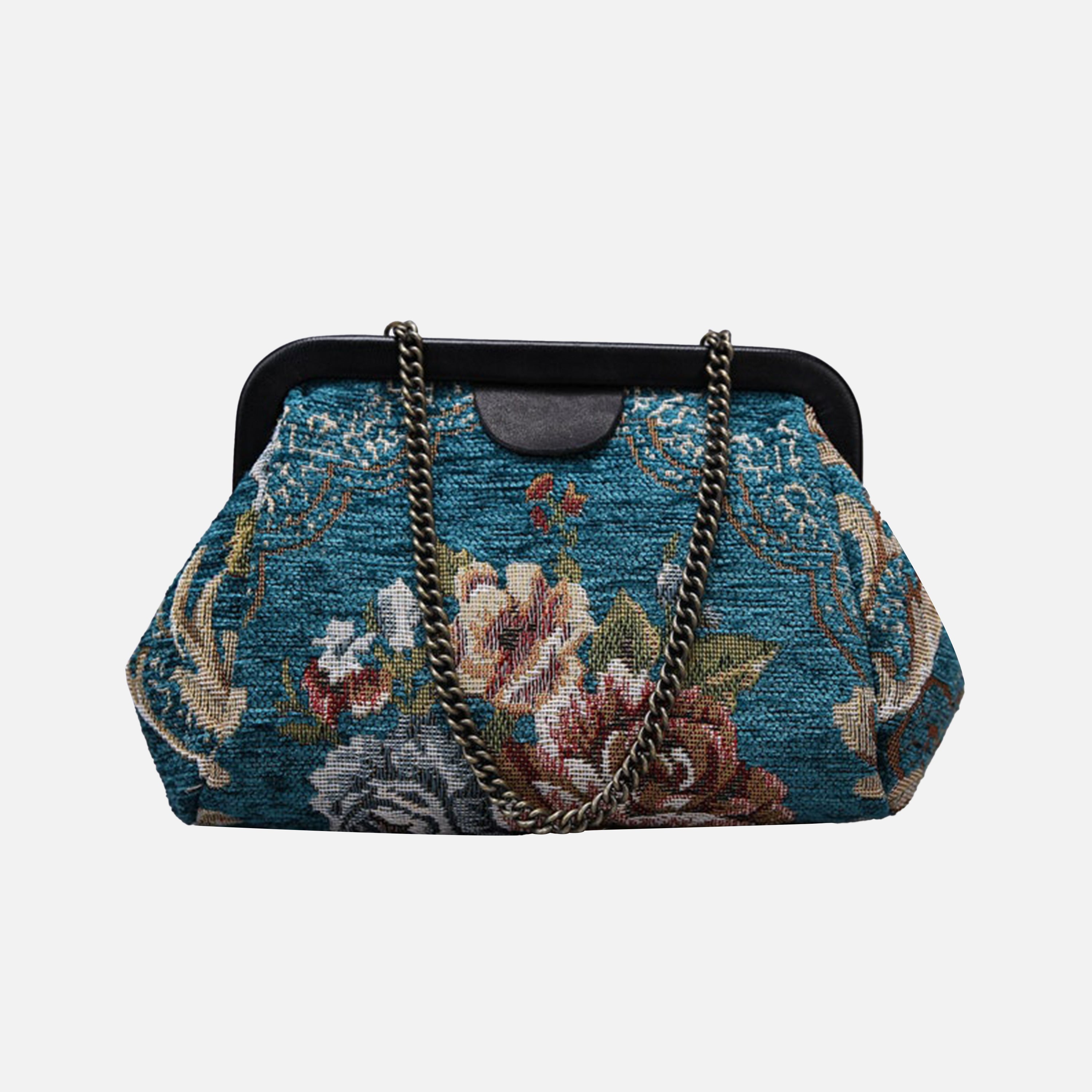 Floral Teal Evening Bag Clutch carpet bag MCW Handmade