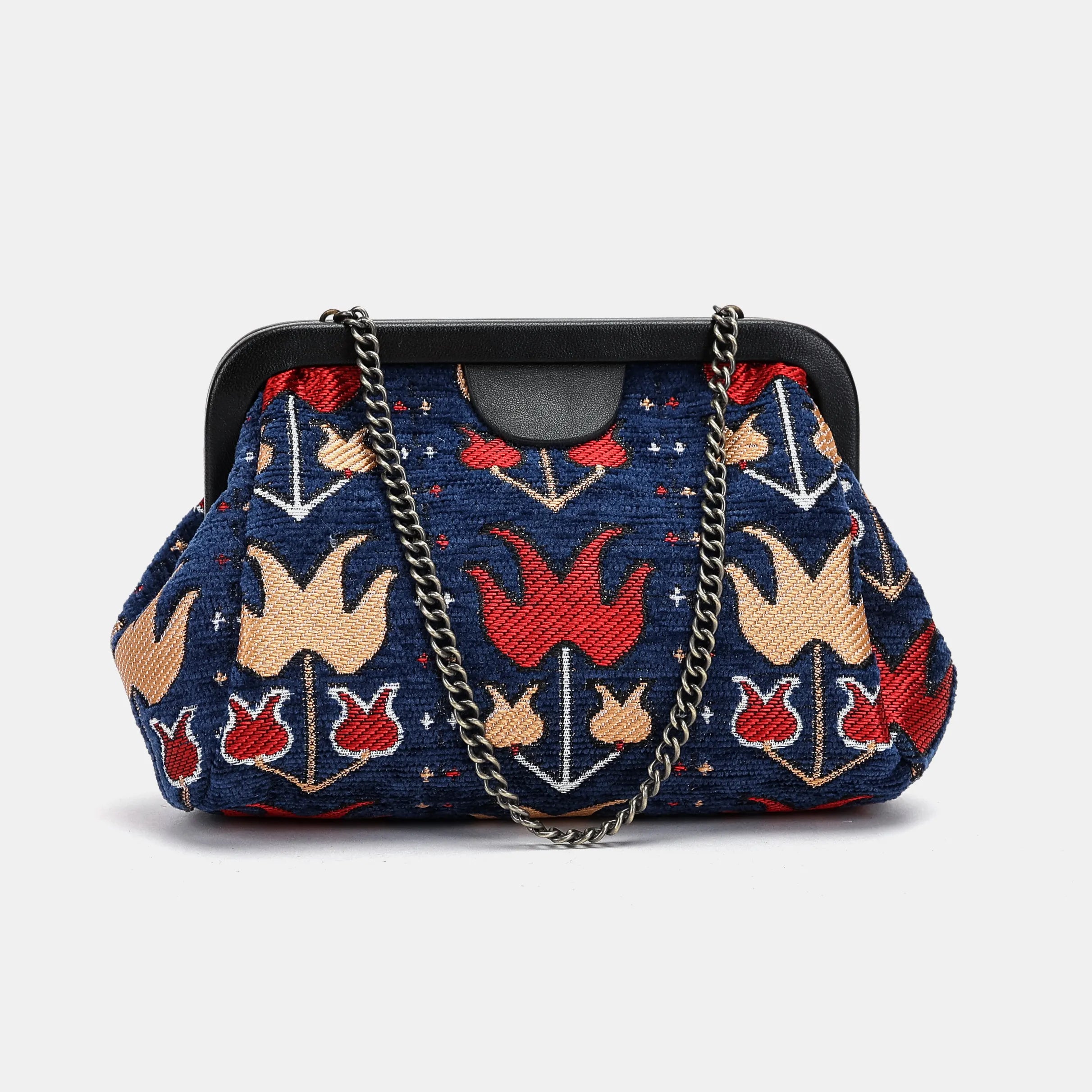 Poppy Bloom Evening Bag Clutch Carpetbag of America front side