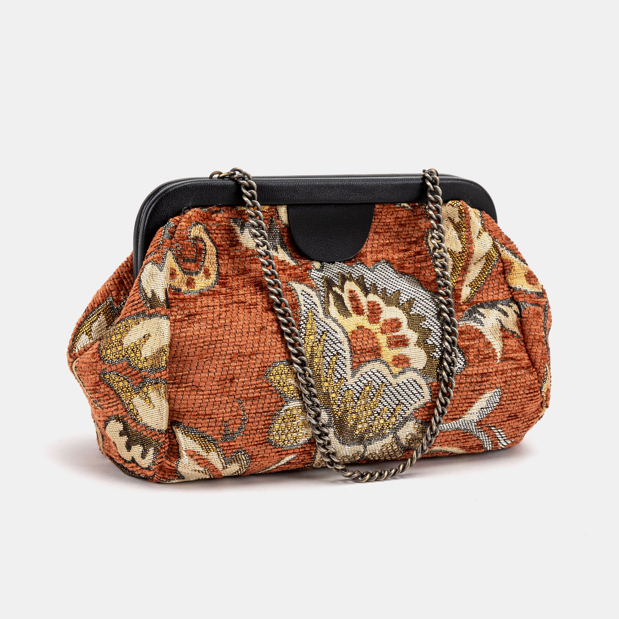 Floral Paisley Orange Evening Bag Clutch of America front side