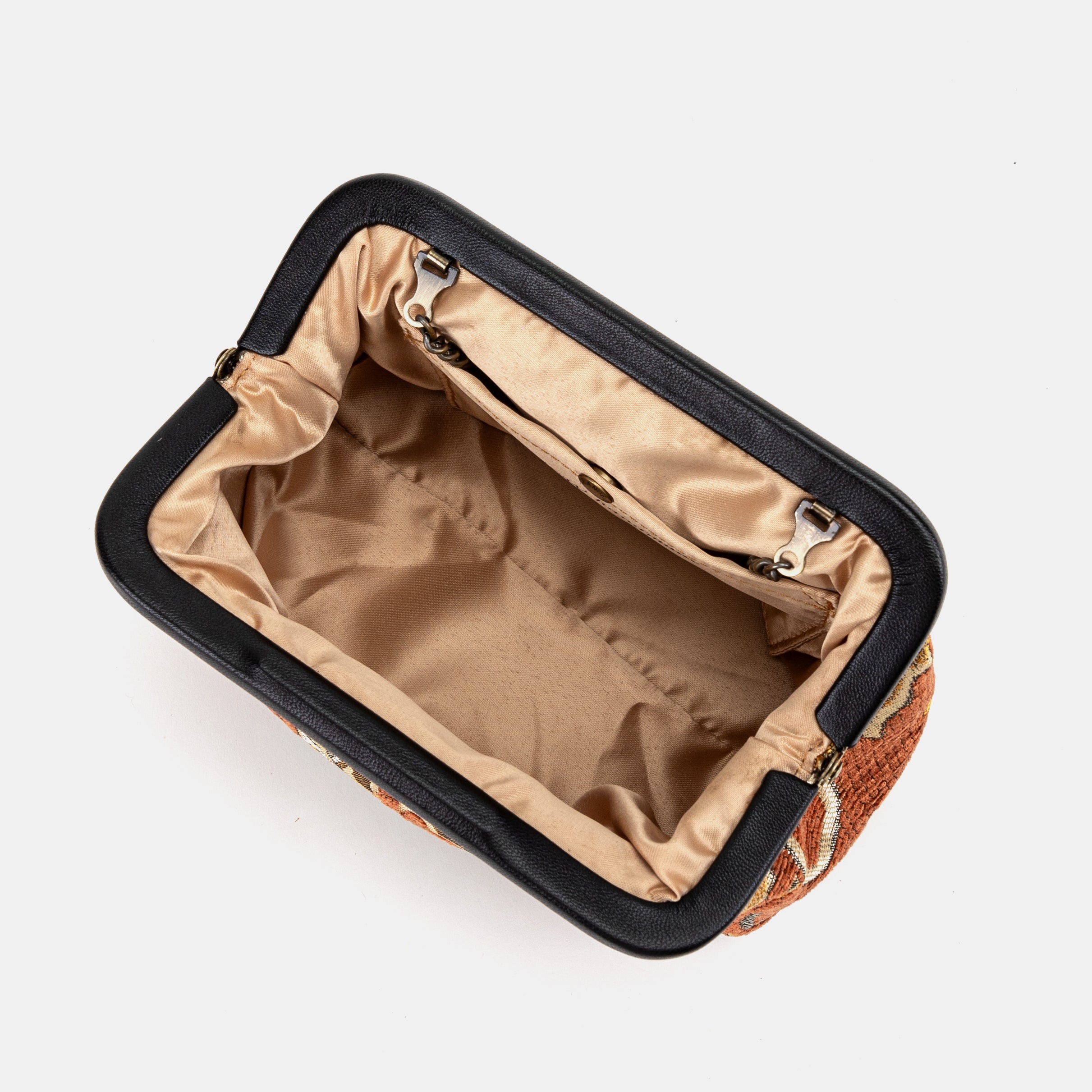 Floral Paisley Orange Evening Bag Clutch of America inside