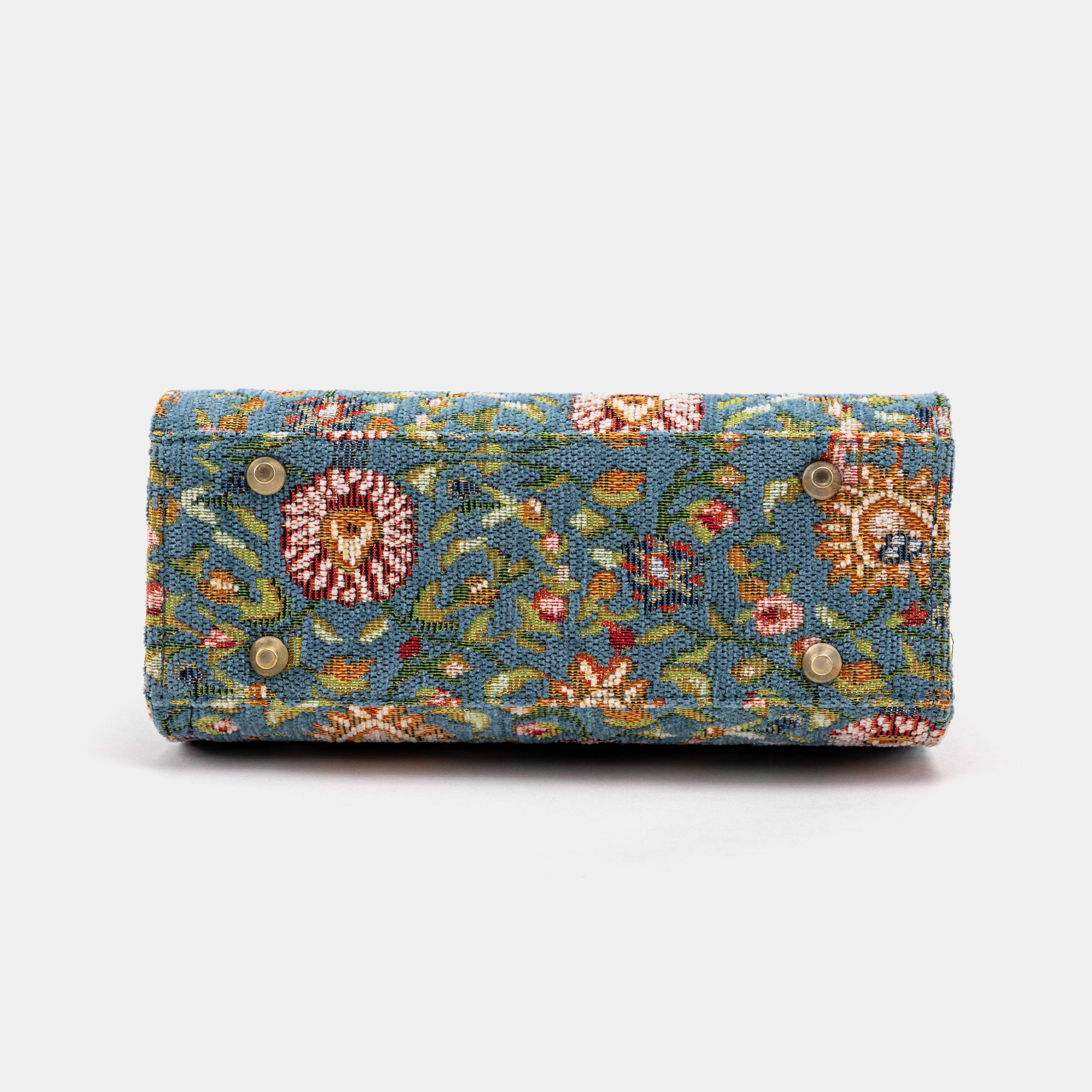 Oriental Blue Flap Satchel Carpetbag of America bottom