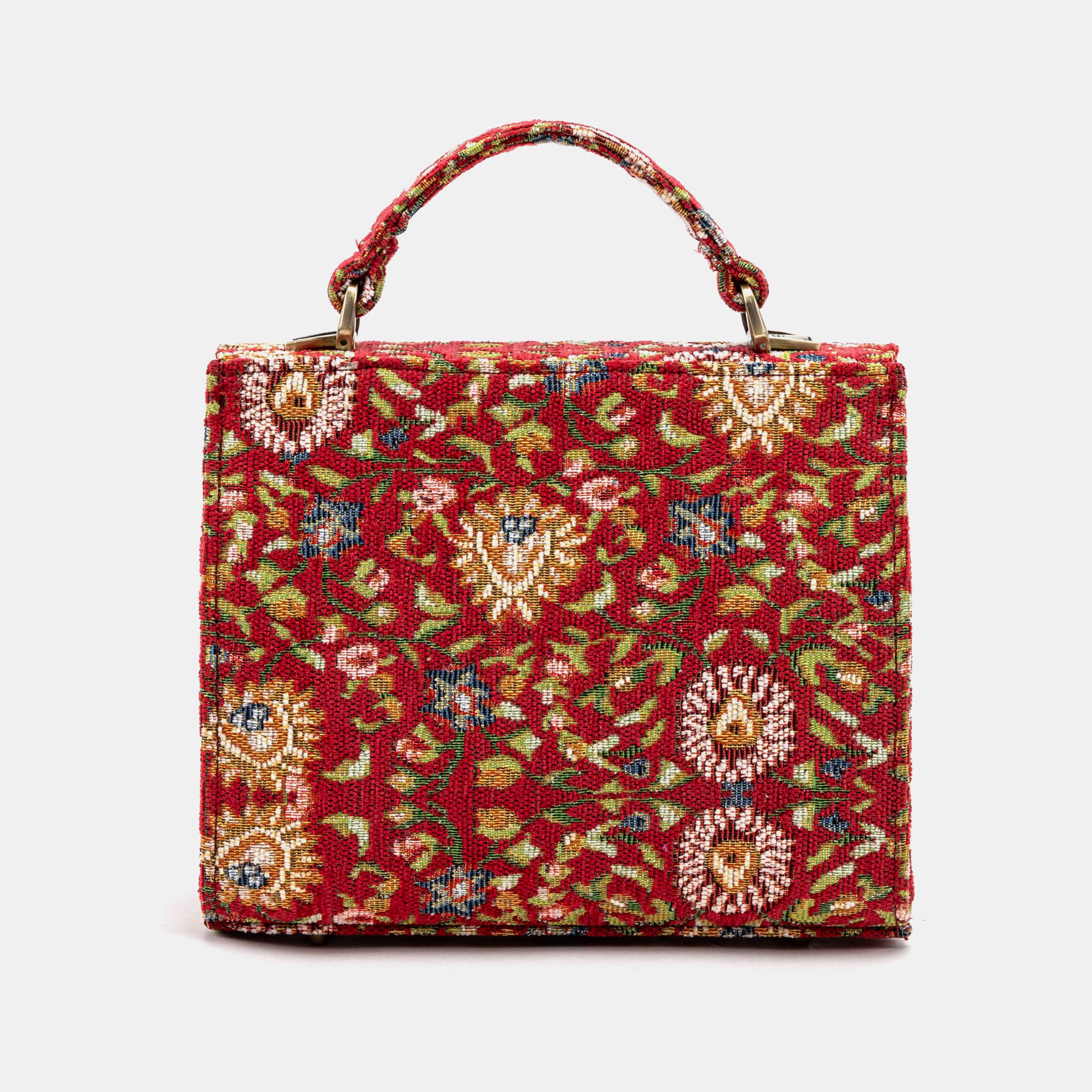Oriental Red Flap Satchel Carpetbag of America back