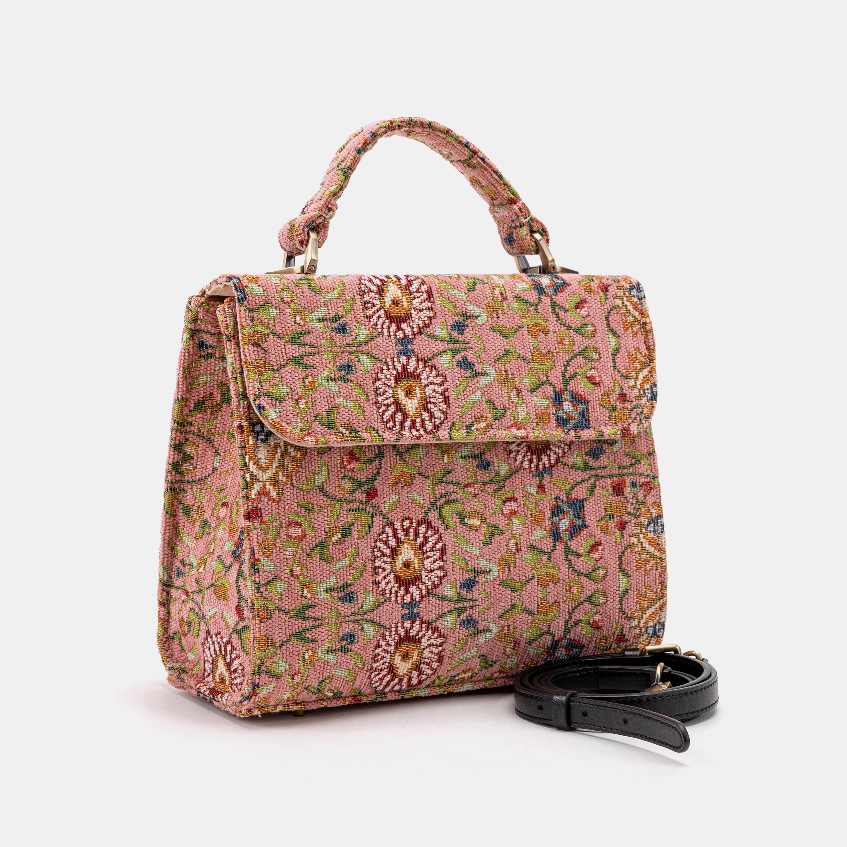 Oriental Pink Flap Satchel Carpetbag of America front side