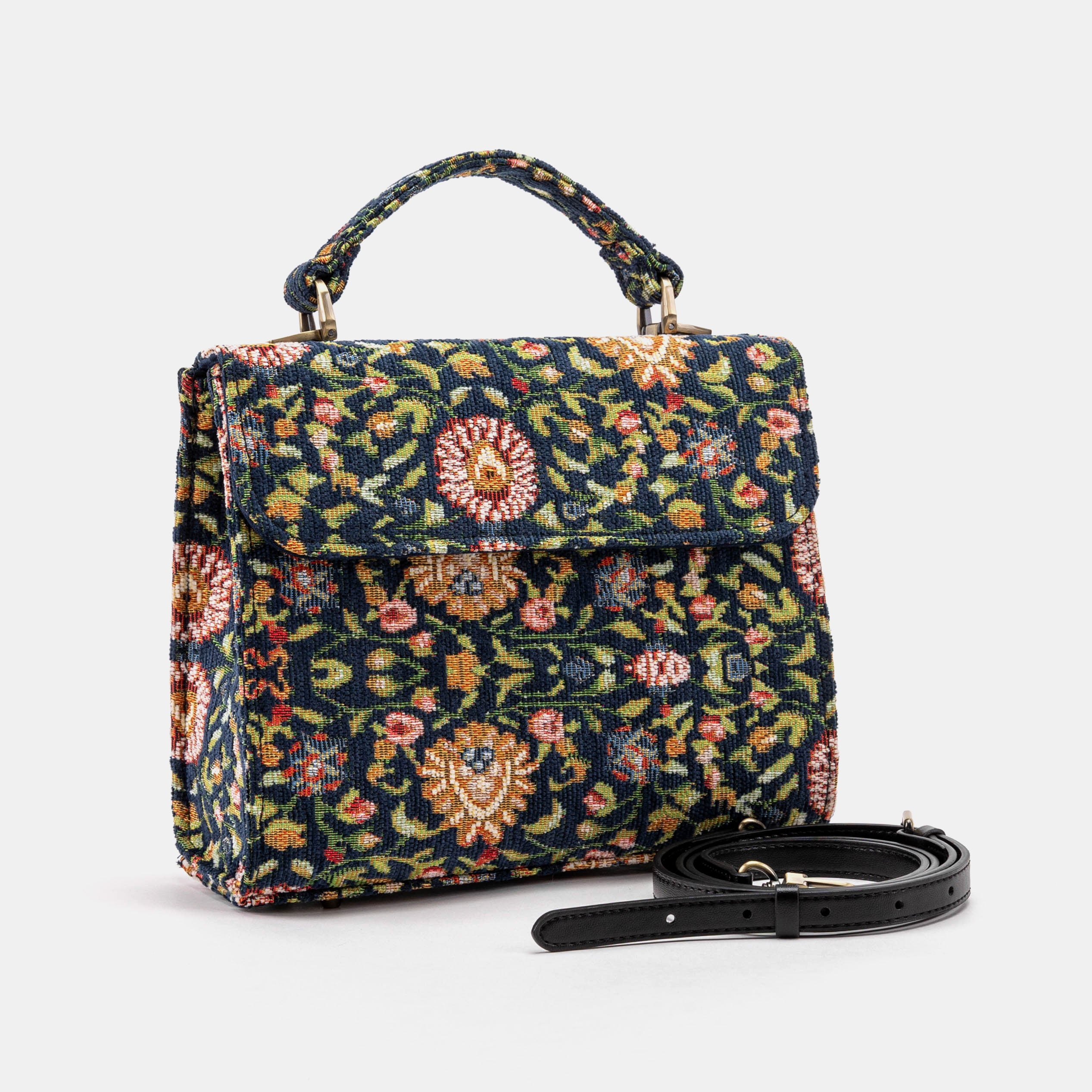 Oriental Navy Flap Satchel Carpetbag of America front side