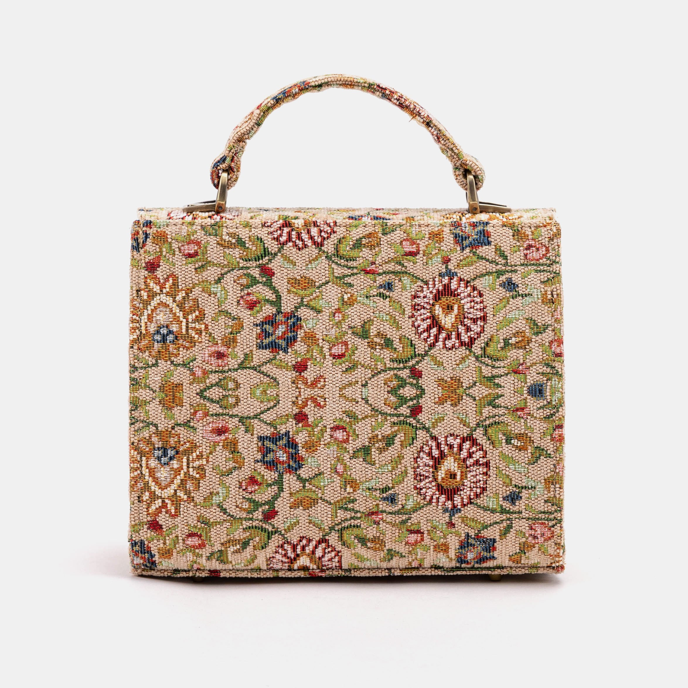 Oriental Beige Flap Satchel Carpetbag of America back