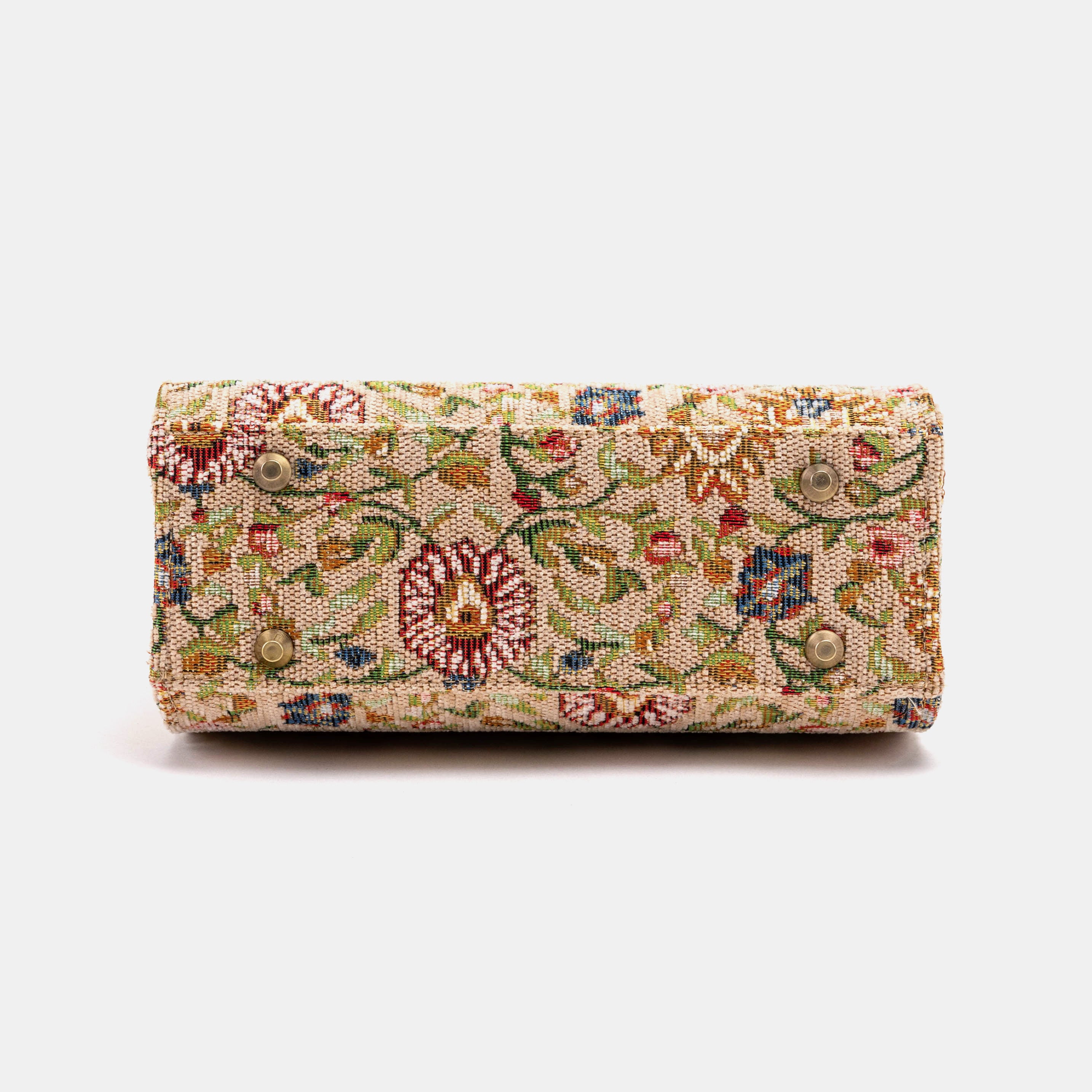 Oriental Beige Flap Satchel Carpetbag of America bottom