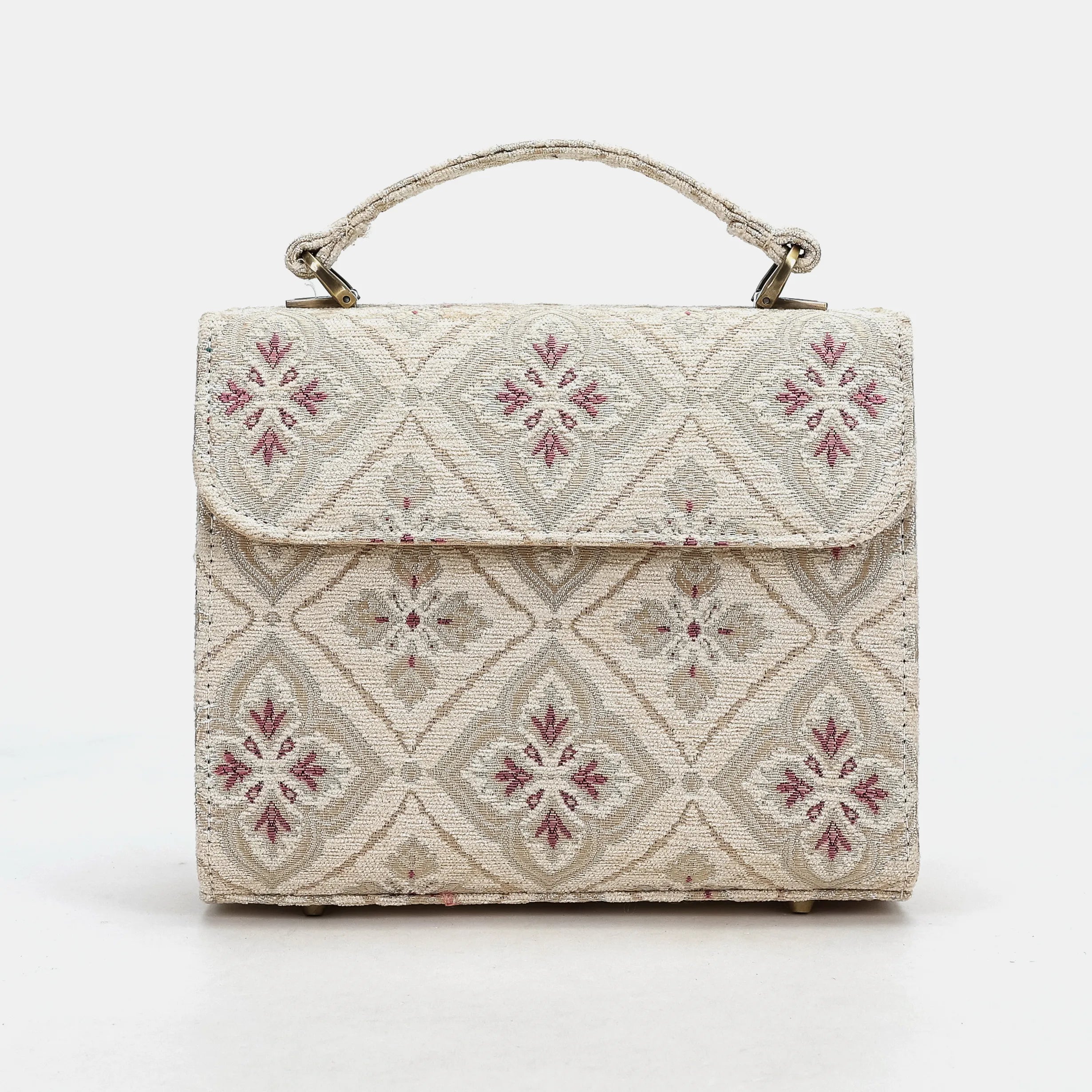 Ethnic Cream Flap Satchel Carpetbag of America main