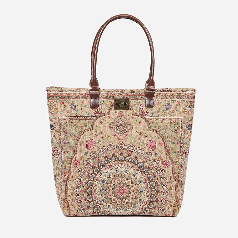 Oriental Beige Carpet Tote Shopper
