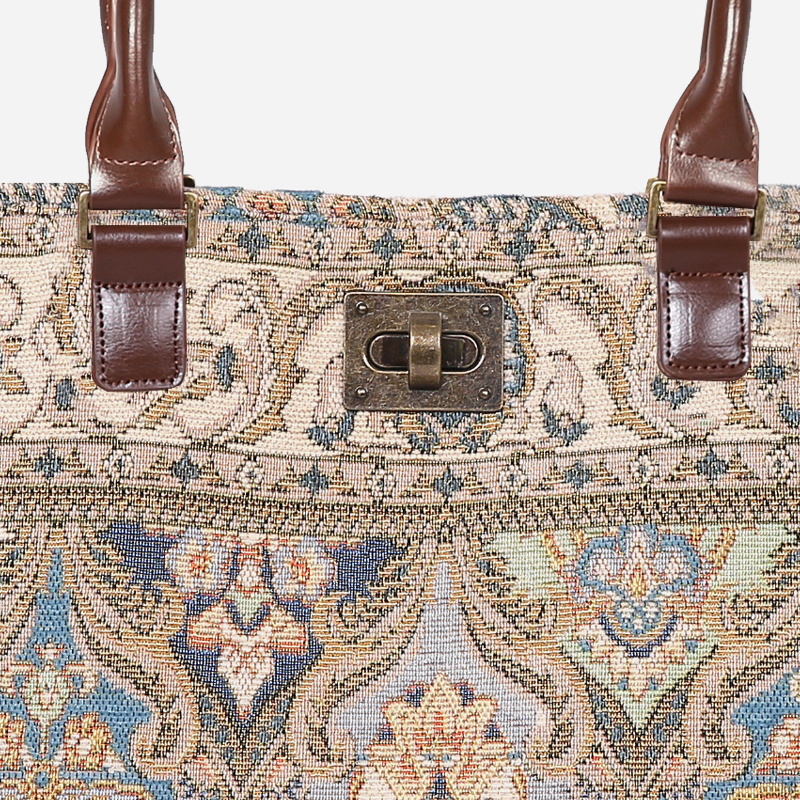 Golden Age Blue Carpet Tote Shopper Carpetbag of America closure