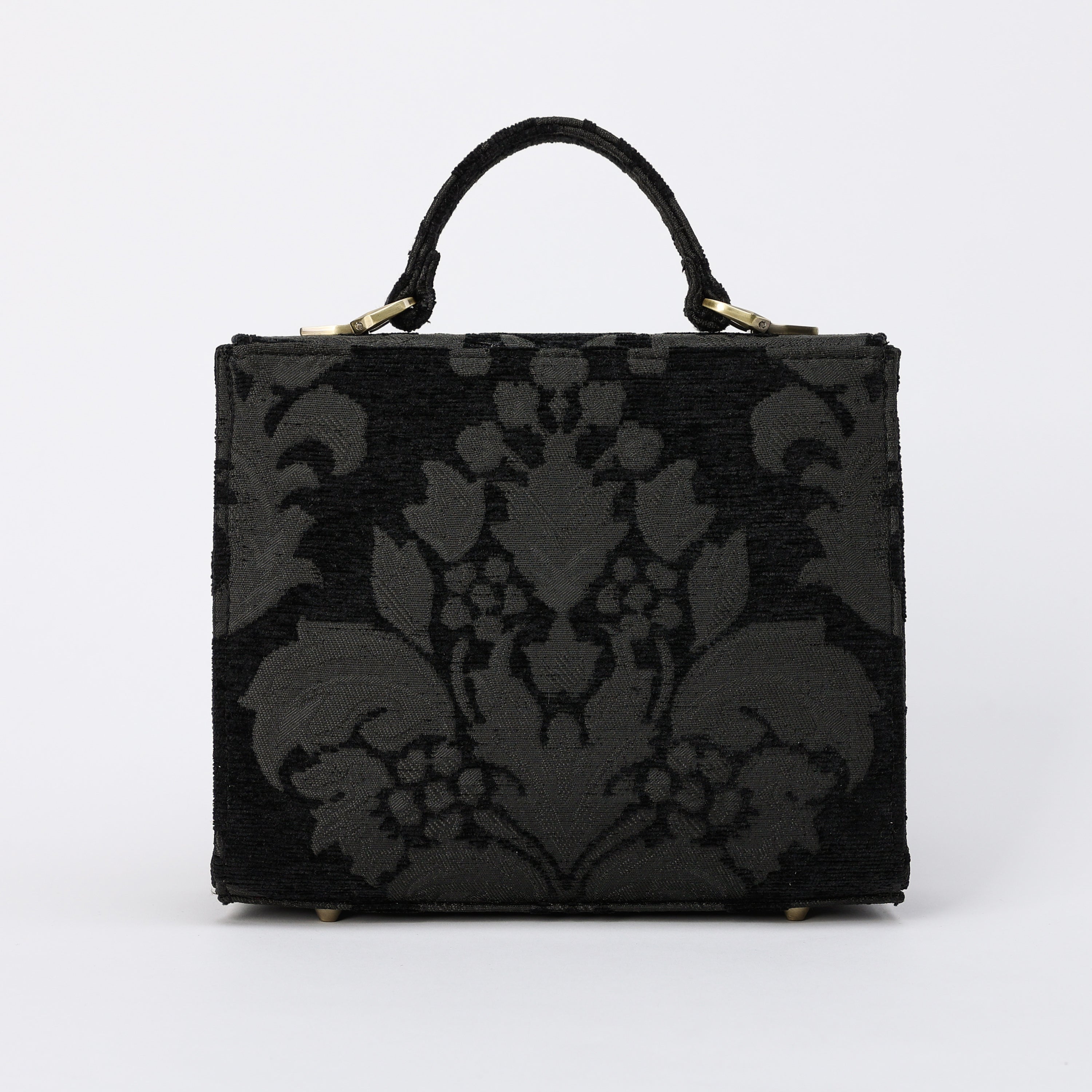 Victorian Blossom blk Flap Satchel carpet bag MCW Handmade-3