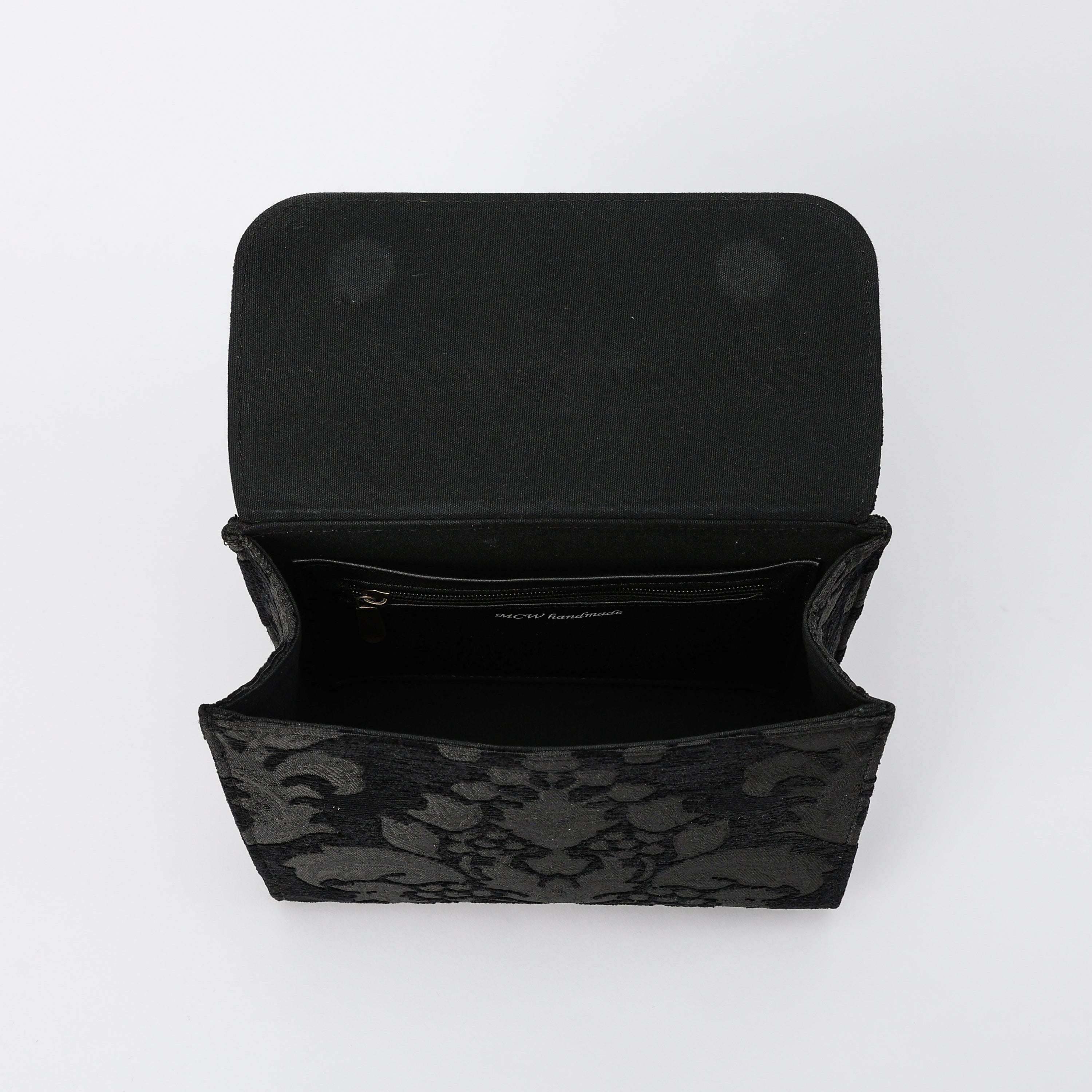 Victorian Blossom blk Flap Satchel carpet bag MCW Handmade-4