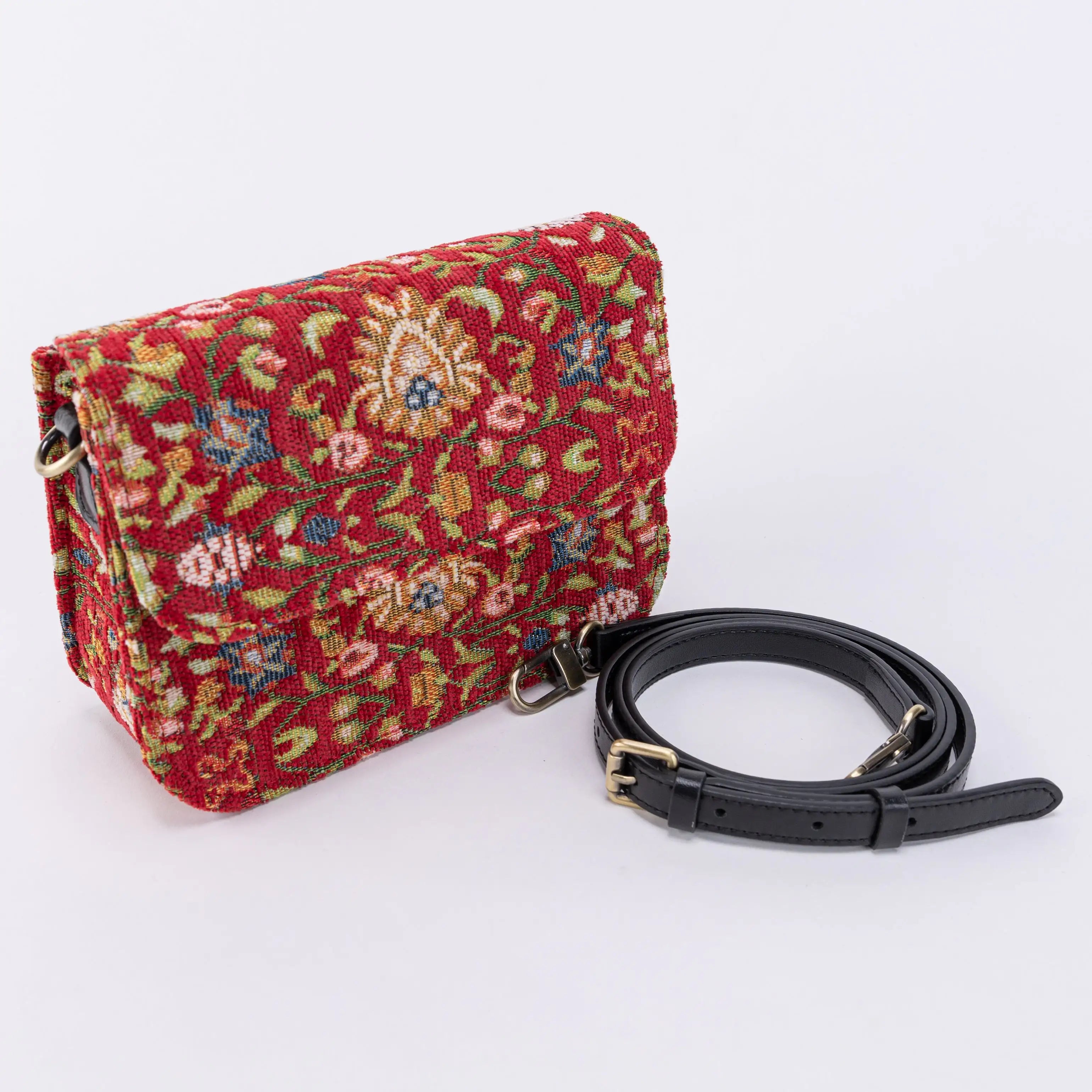 Oriental Red Flap Crossbody Bag of America with shoulder strap