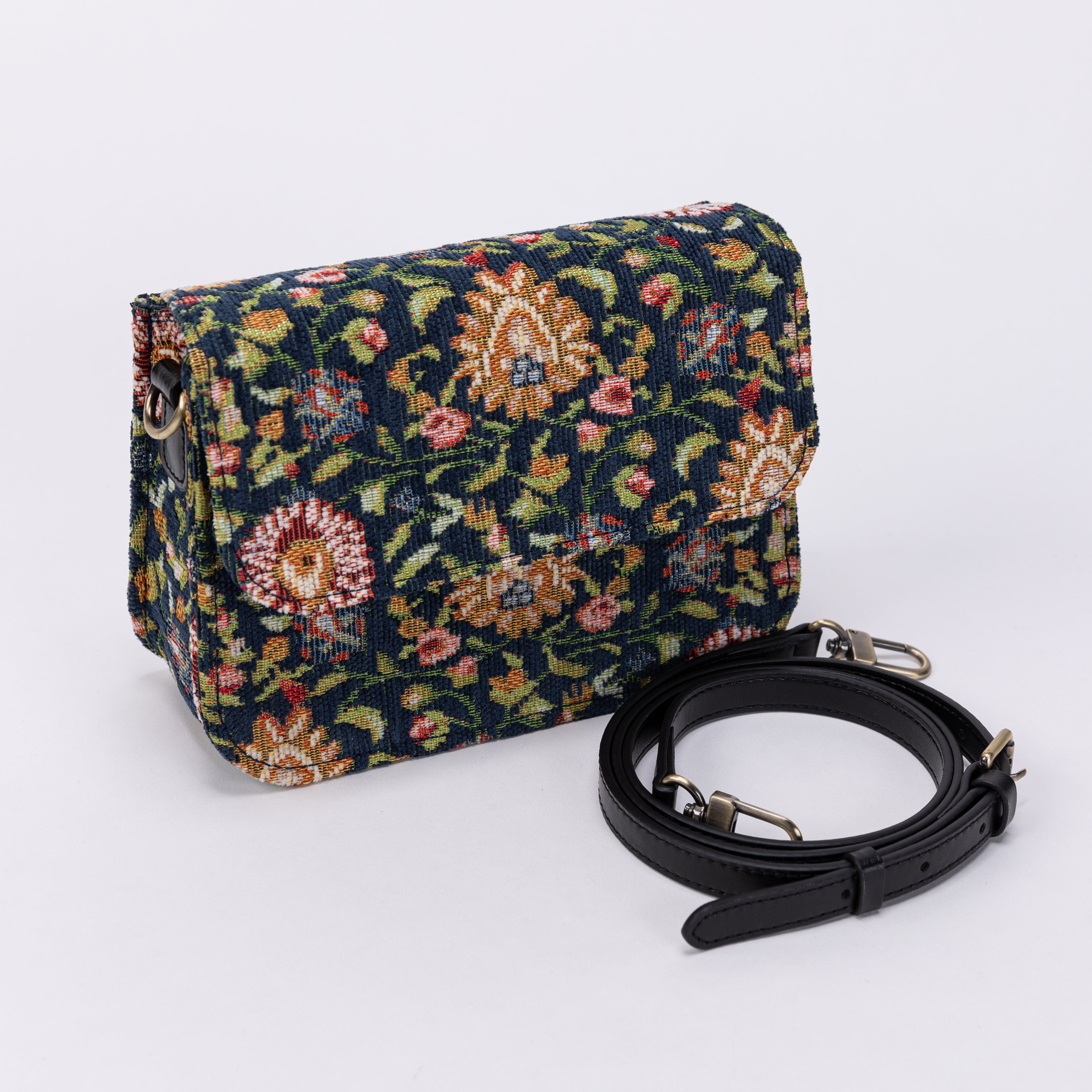 Oriental Navy Flap Crossbody Bag SIDE