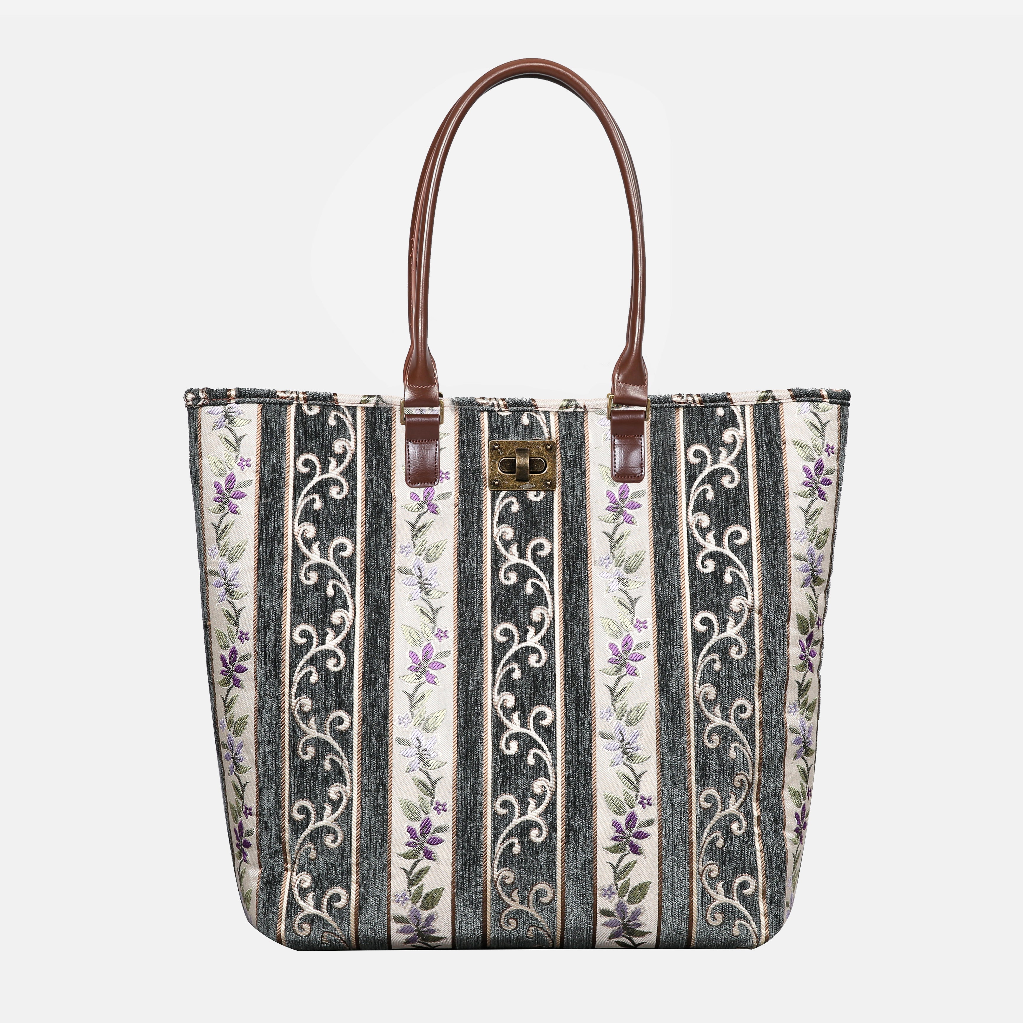 Victorian Stripes Grass Carpet Tote Shopper Carpetbag of America main