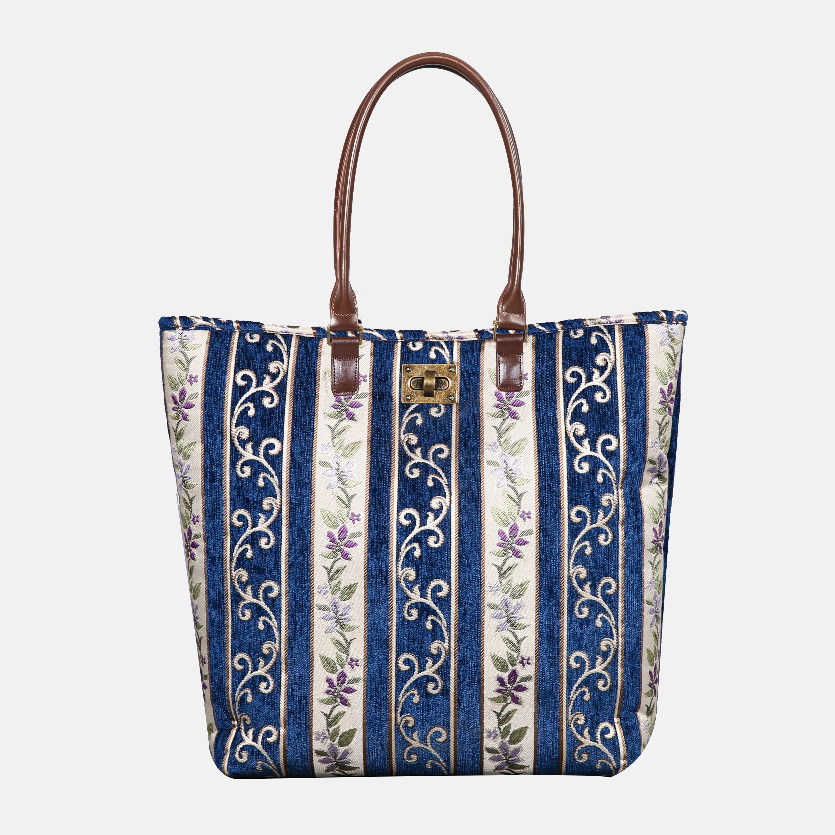 Victorian Stripes Navy Carpet Tote Shopper main