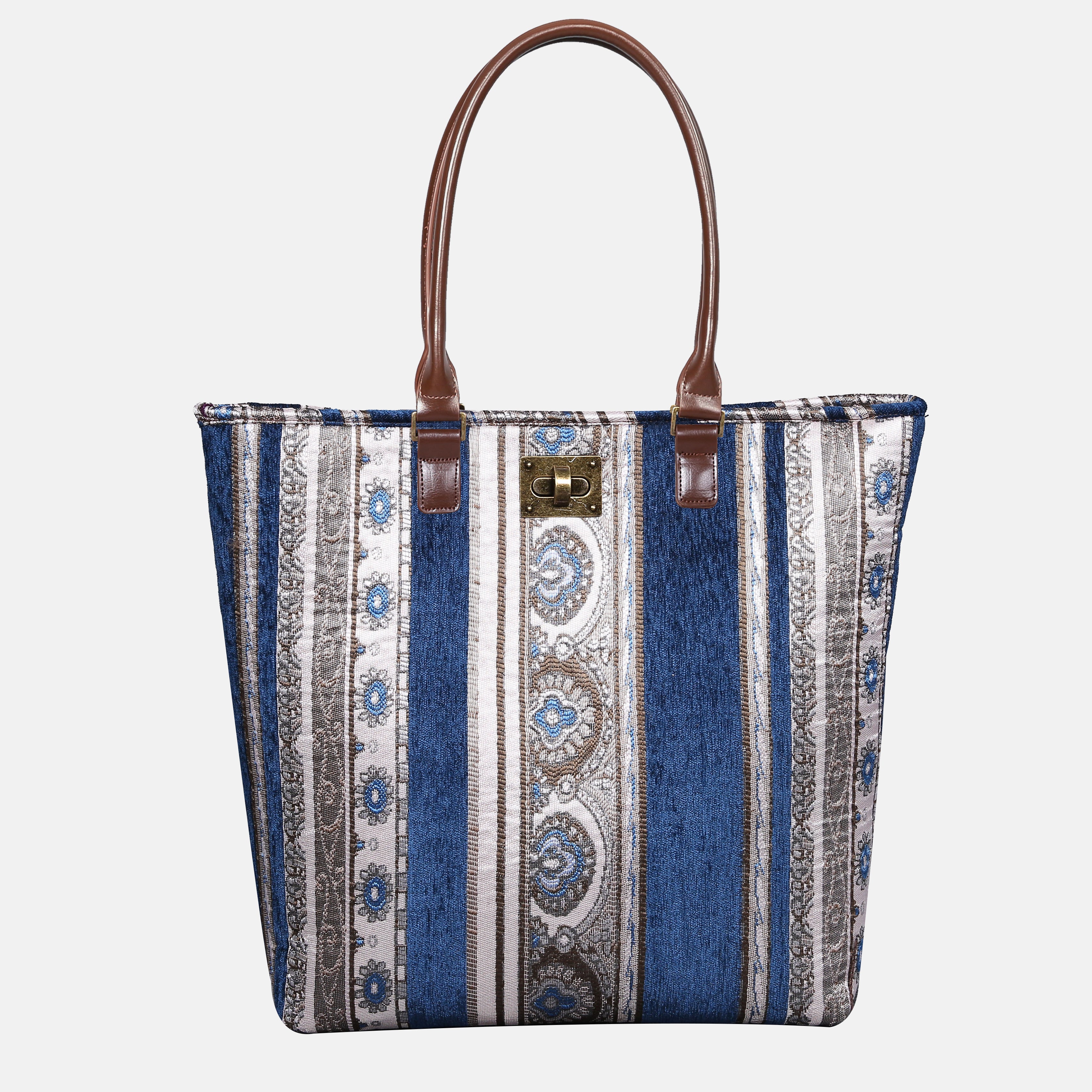 Ethnic Stripes Navy Carpet Tote Shopper