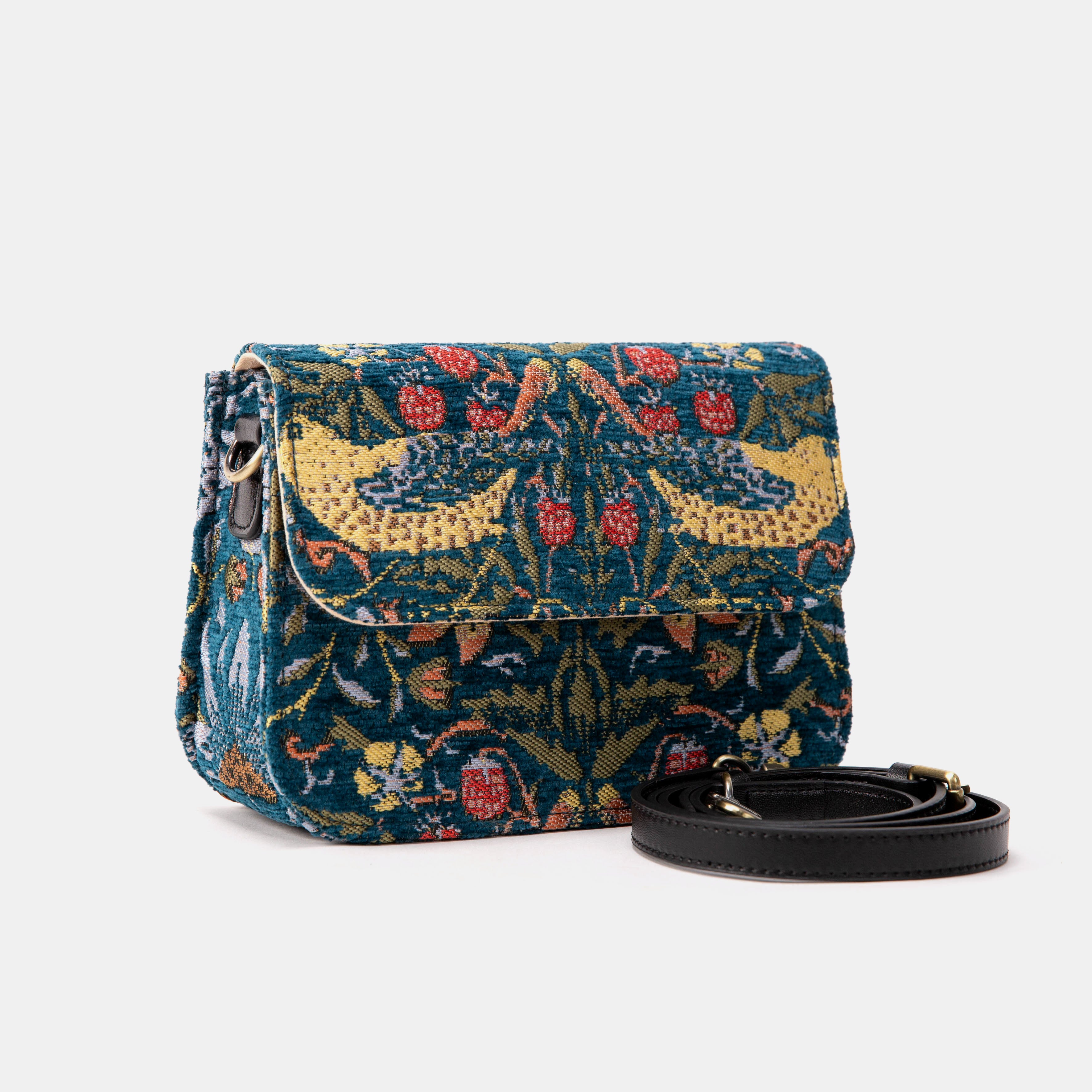 William Morris Strawberry Thief Flap Crossbody Bag front