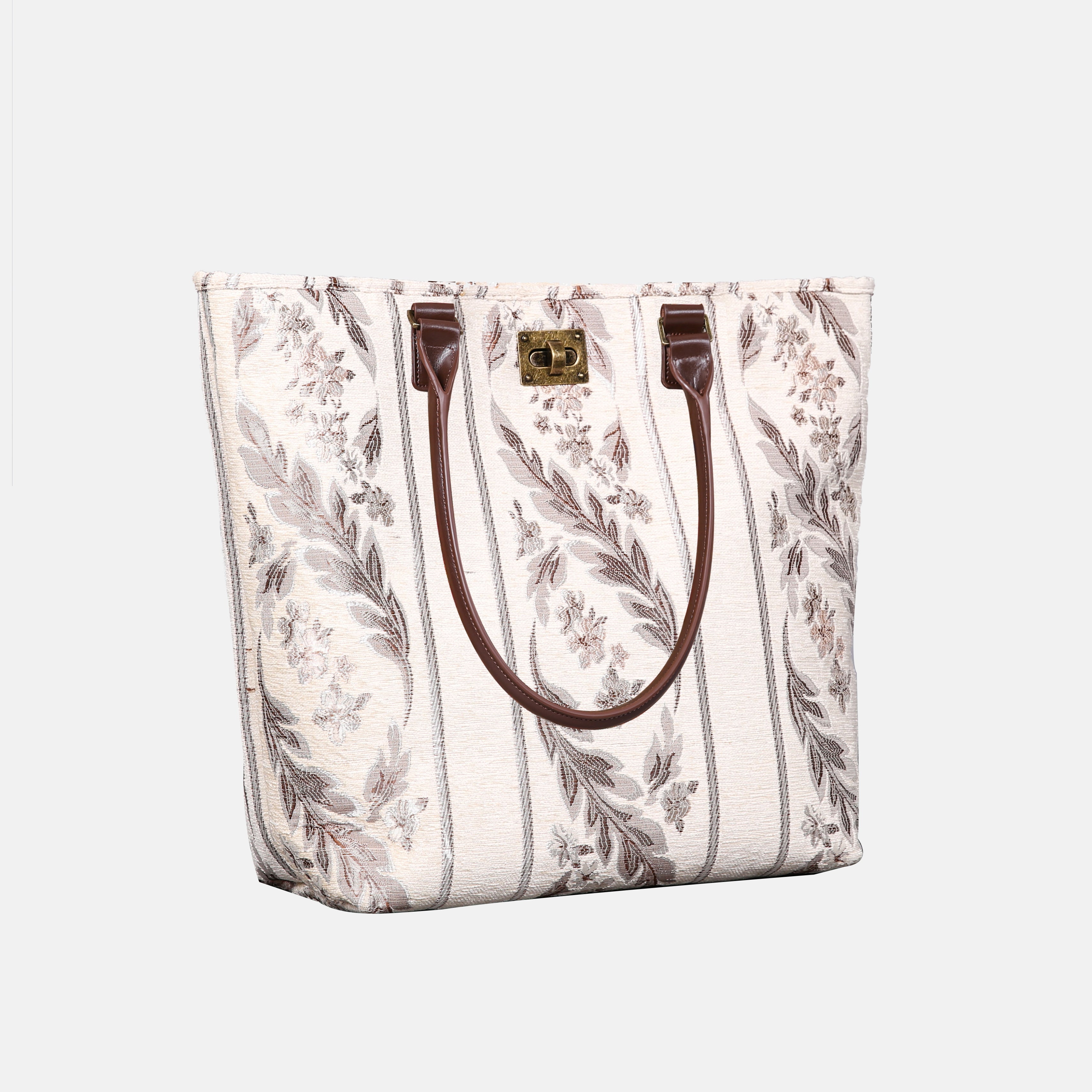 Victorian Stripes Cream Carpet Tote Shopper