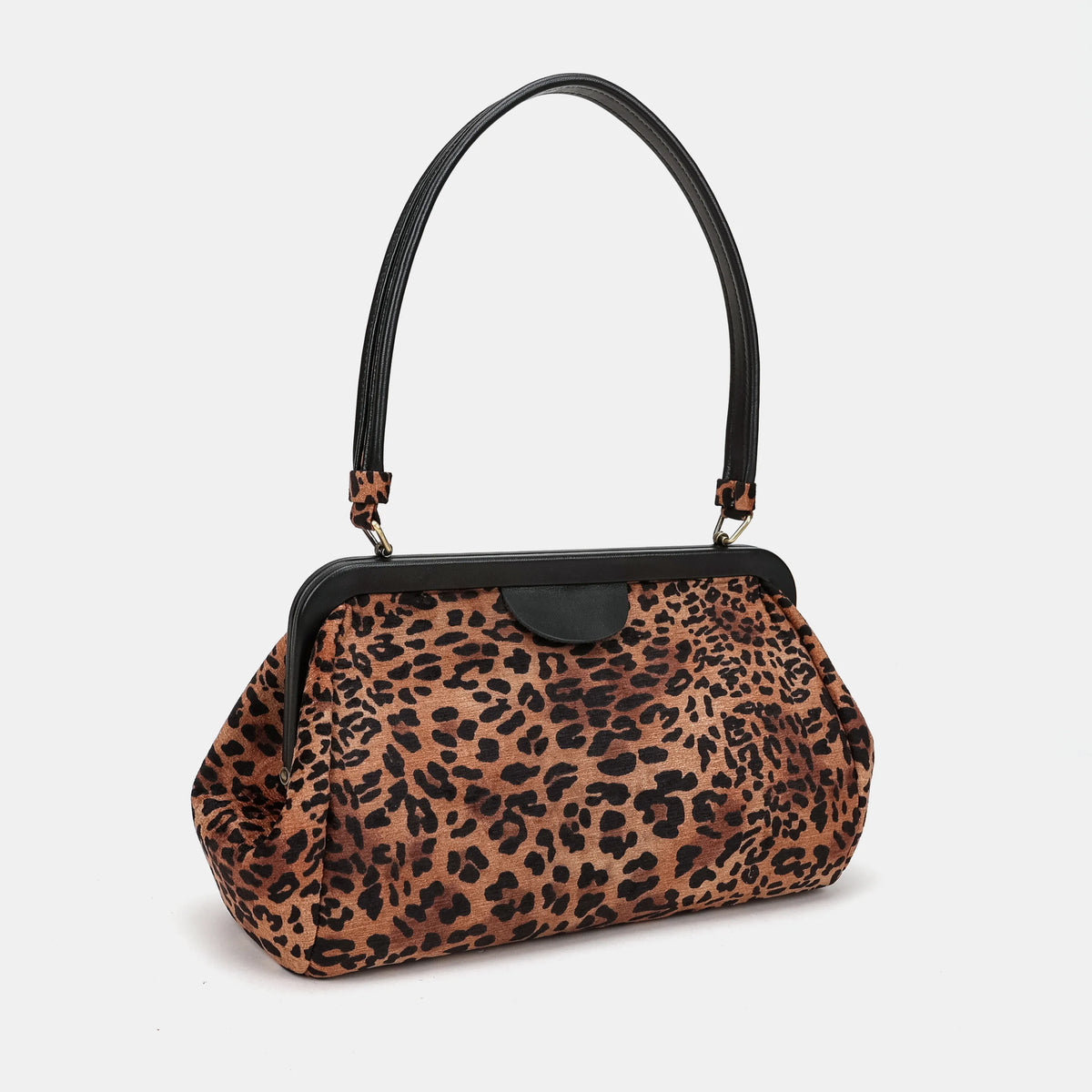 Leopard Classic Shoulder Bag Carpetbag of America front side