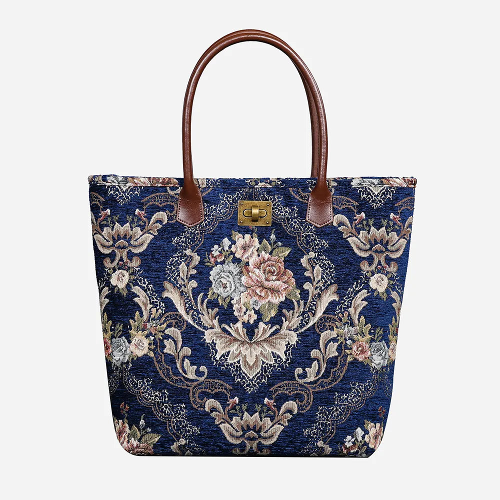 Floral Blue Carpet Tote Shopper