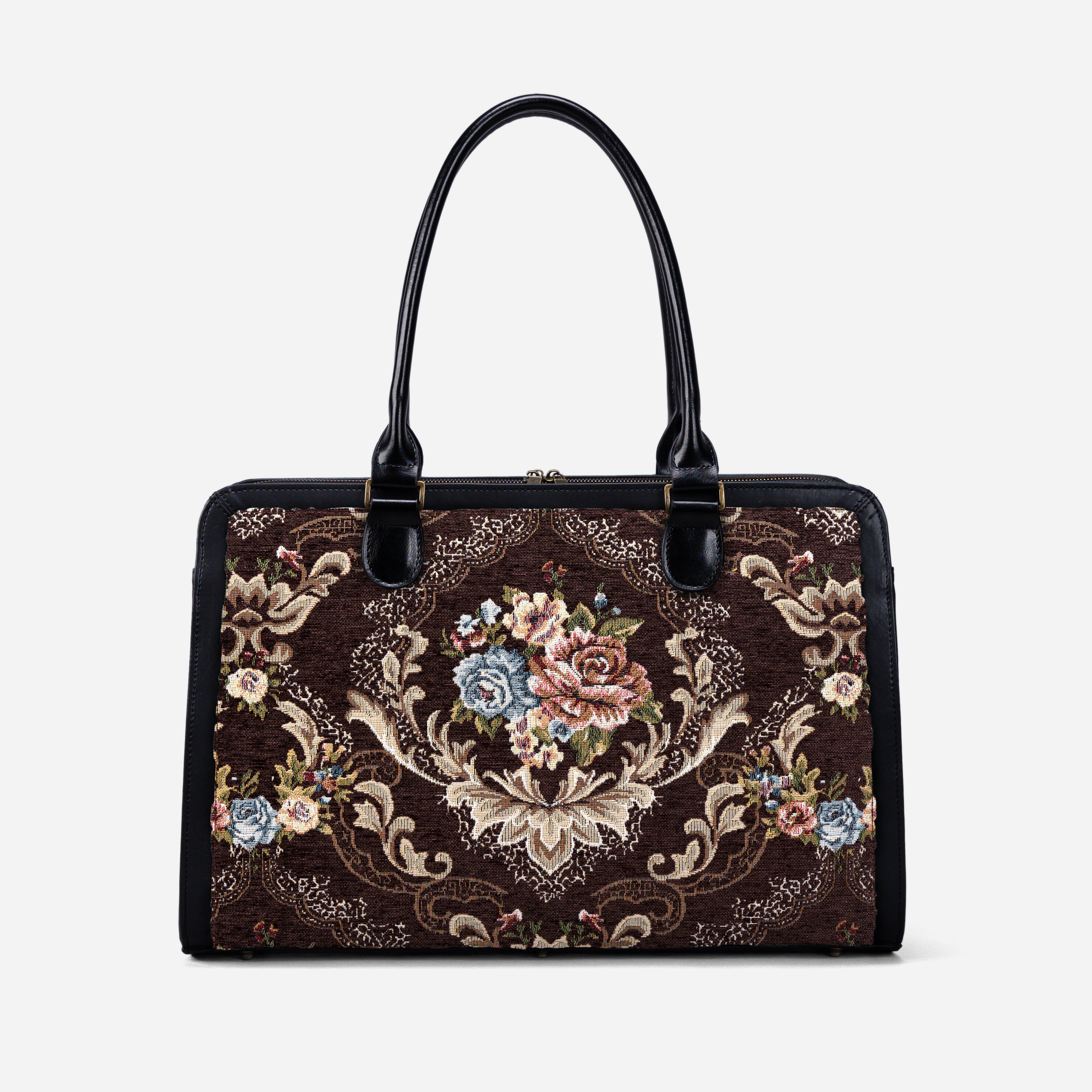 Floral Brown Business Tote front carry
