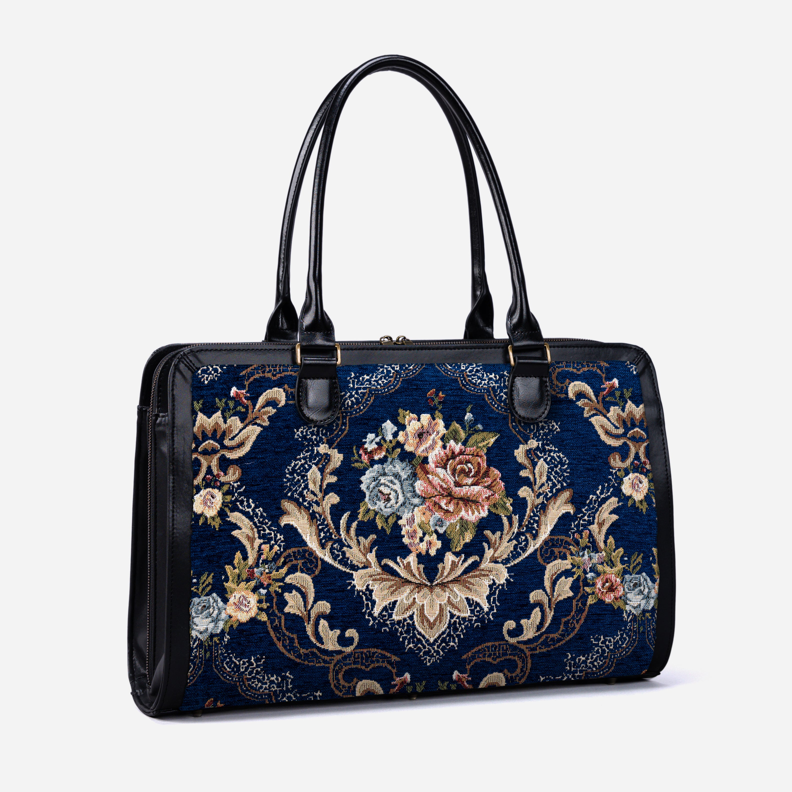 Floral Blue Business Tote side front