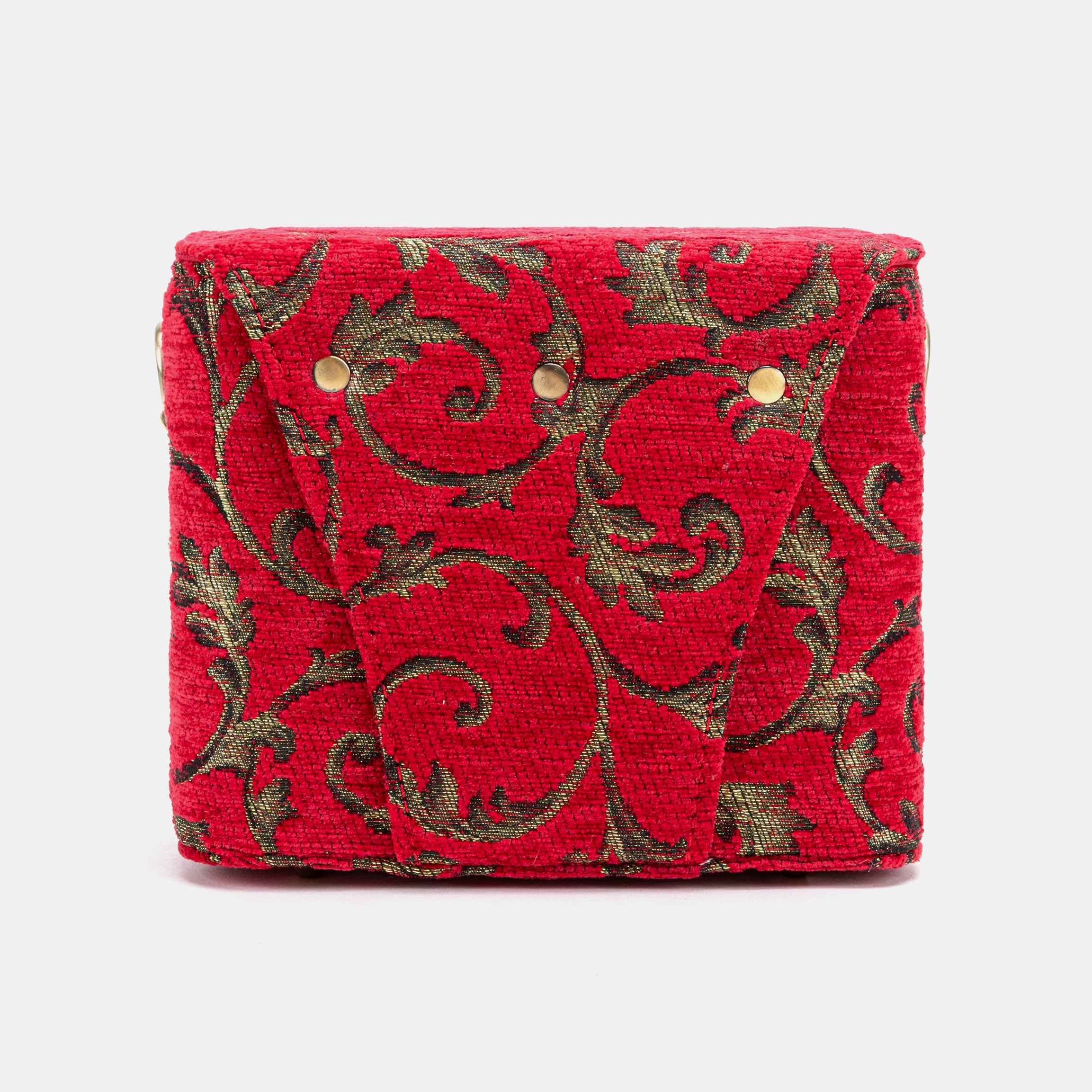 Vintage Scroll Red Emma Small Train Case Crossbody of America back