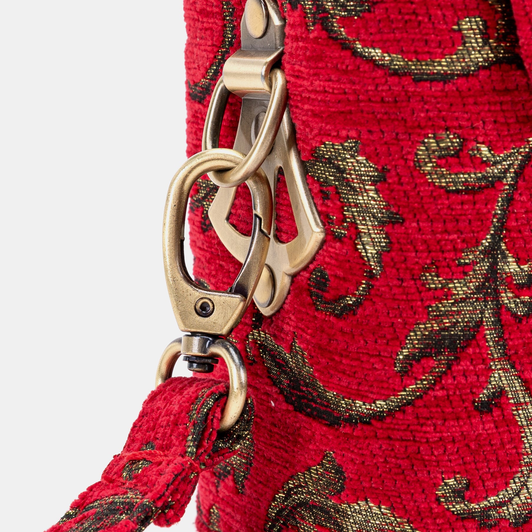 Vintage Scroll Red Emma Small Train Case Crossbody of America clasp