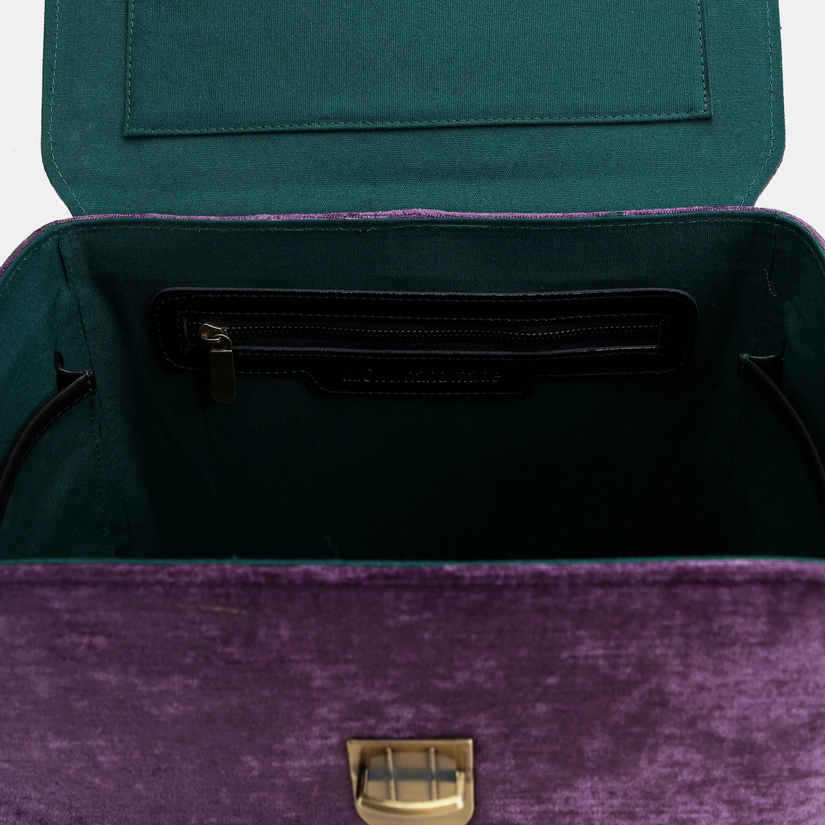 Solid Purple Josephine Large Train Case of America inside pocket