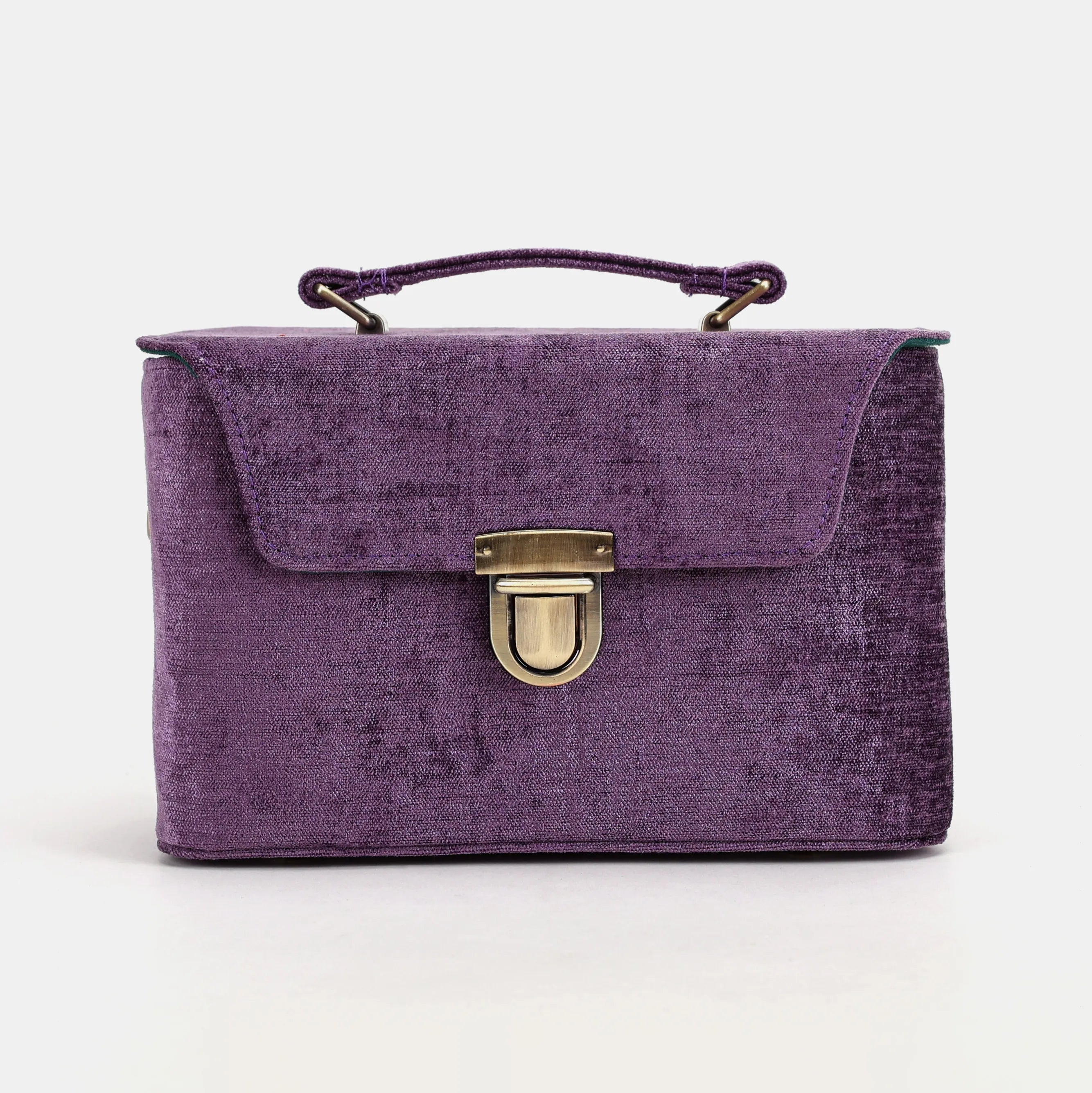 Solid Purple Clara Medium Train Case Purse of America front