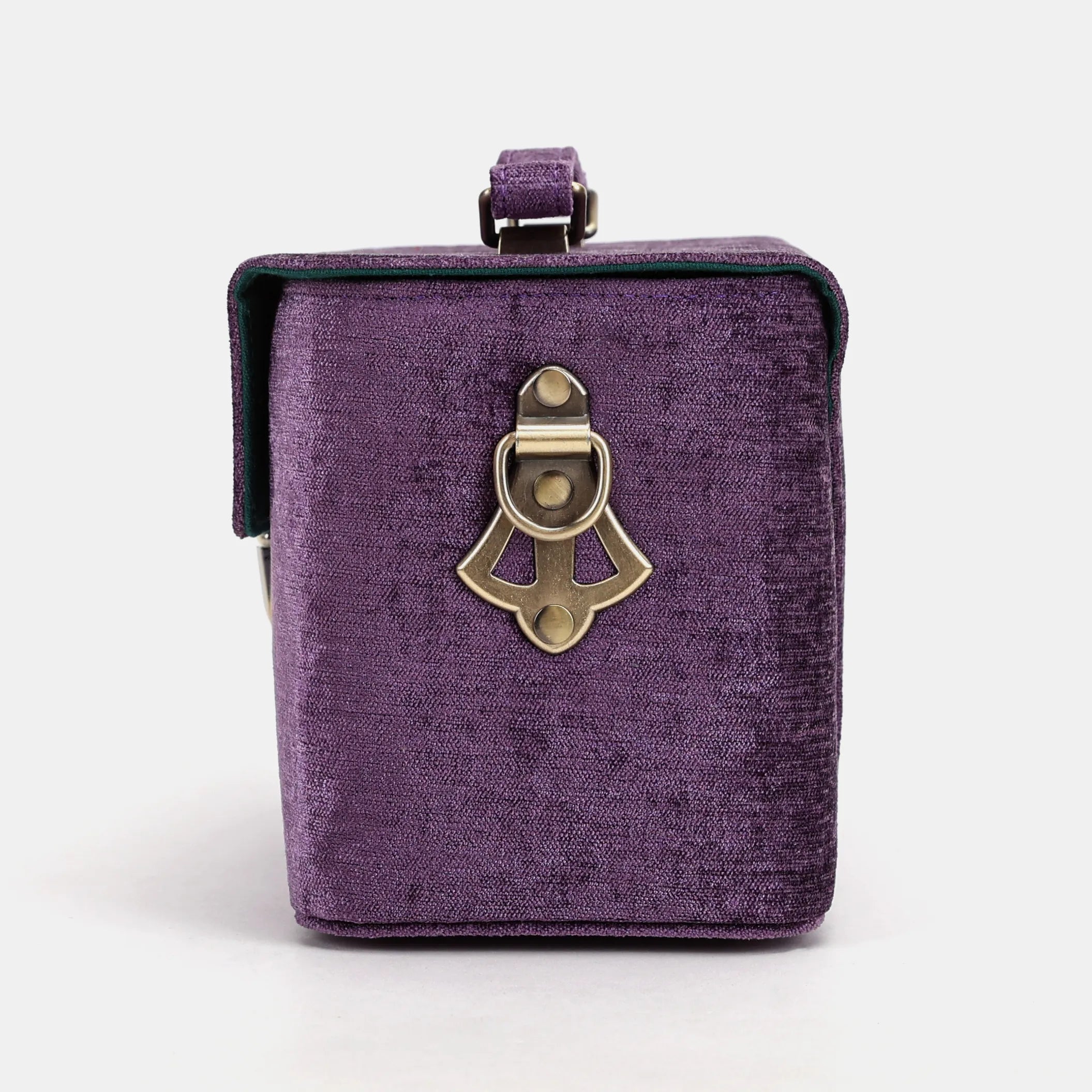 Solid Purple Clara Medium Train Case Purse of America side